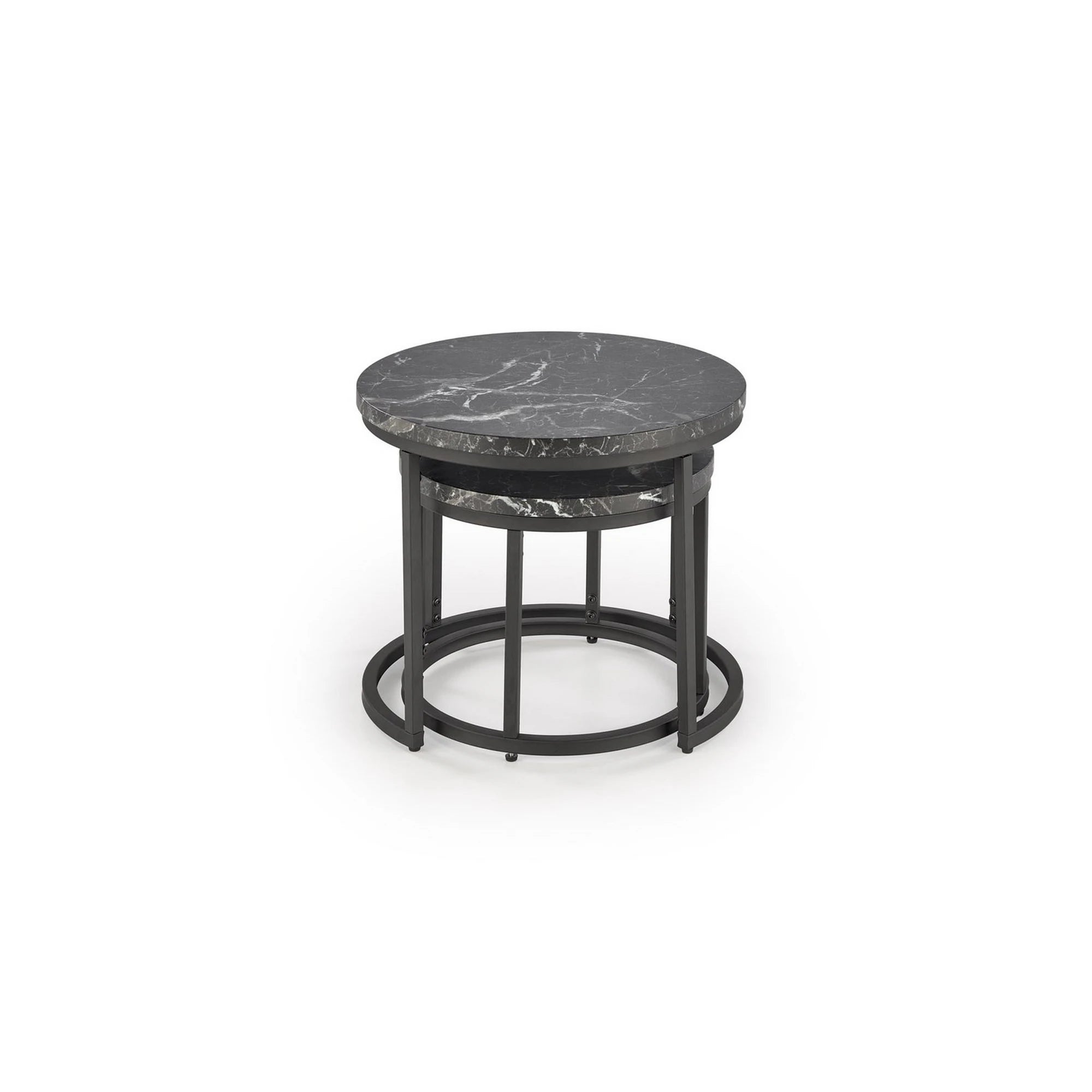 Set 2 masute cafea OREO, negru cu efect de marmura