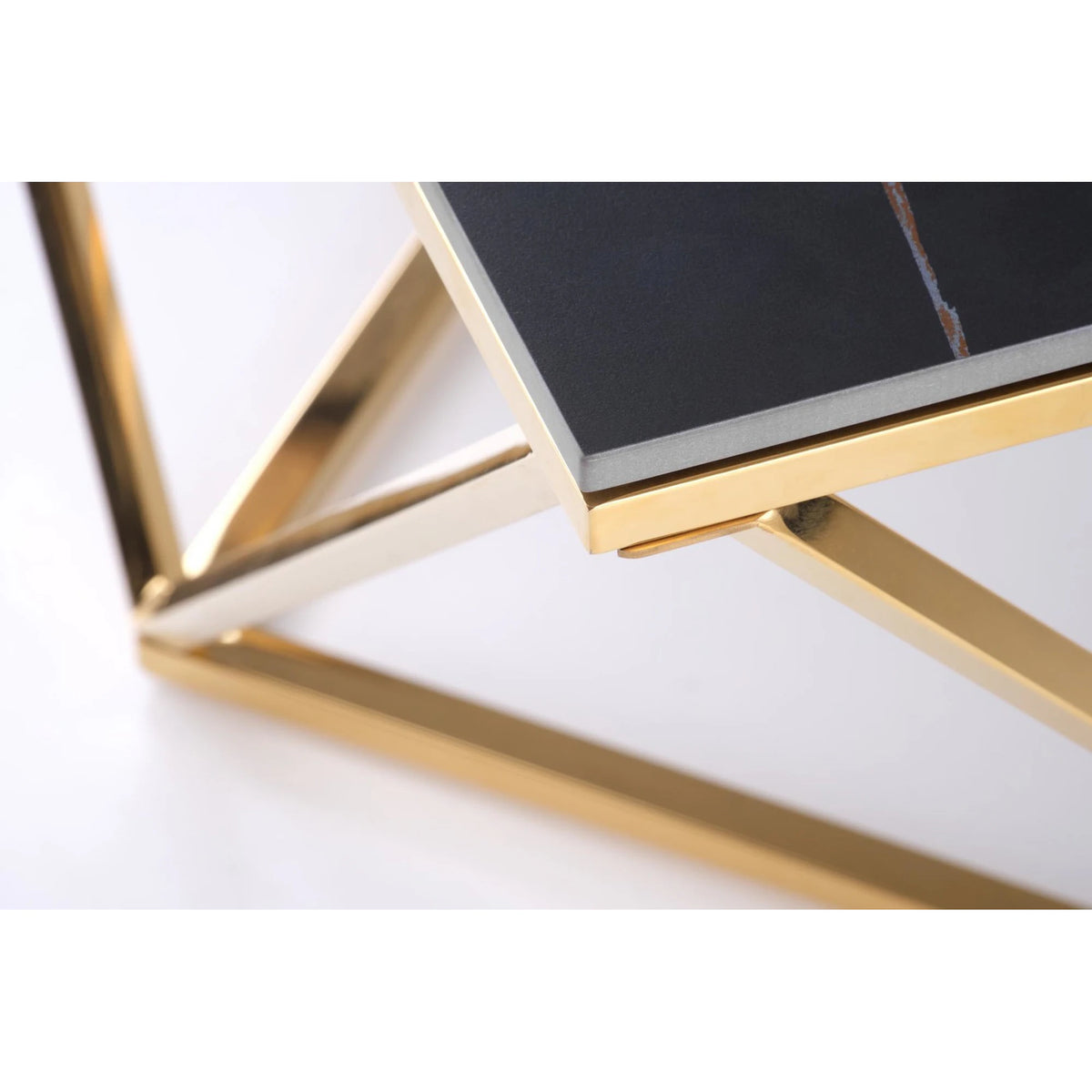 Masuta cafea FELICIA, negru/auriu, ceramica/metal, 80x80x46 cm