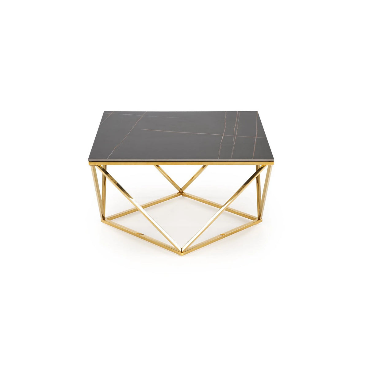 Masuta cafea FELICIA, negru/auriu, ceramica/metal, 80x80x46 cm