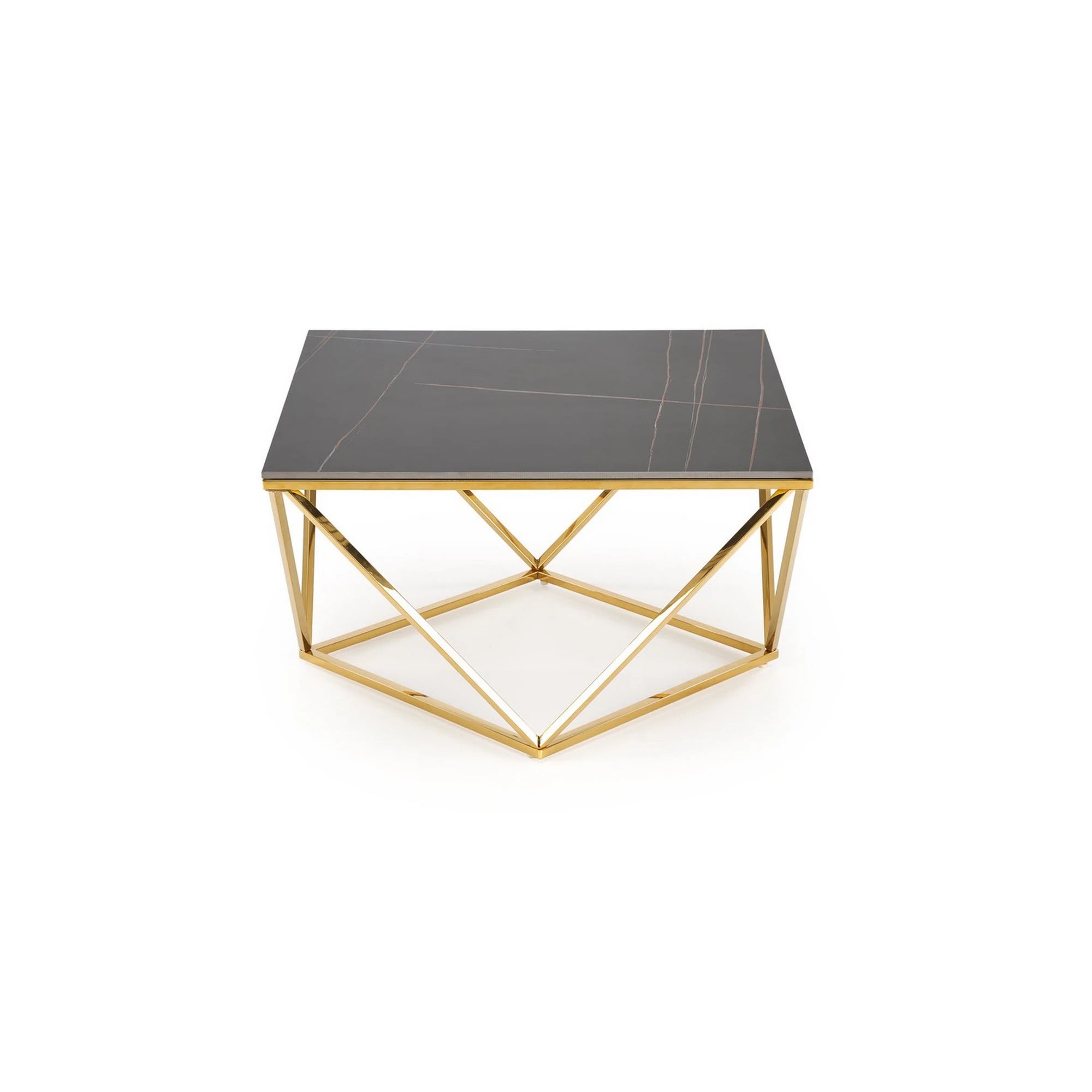 Masuta cafea FELICIA, negru/auriu, ceramica/metal, 80x80x46 cm
