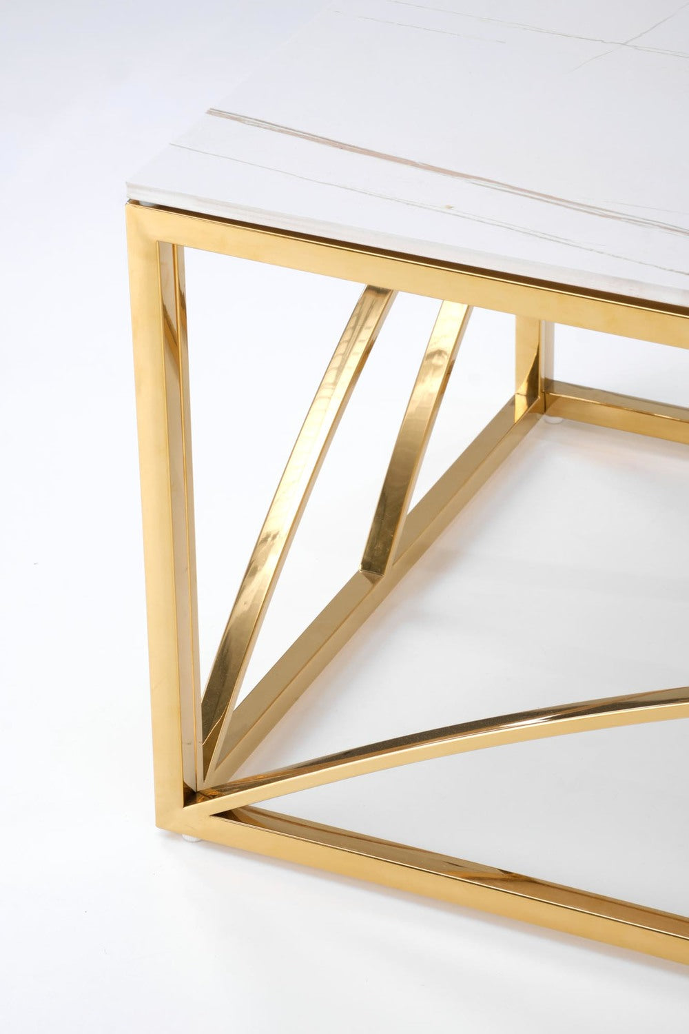 Masuta cafea UNIVERSE 3, alb/auriu, ceramica/metal, 120x60x40 cm