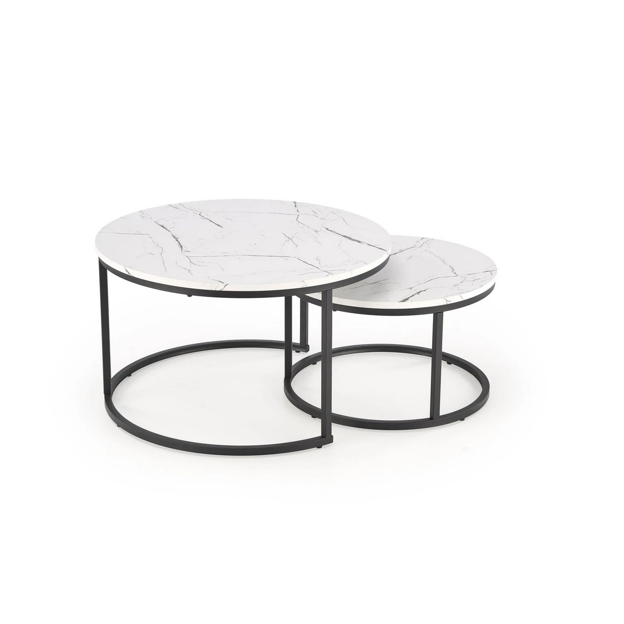 Set 2 masute JAVA, alb cu efect de marmura/negru
