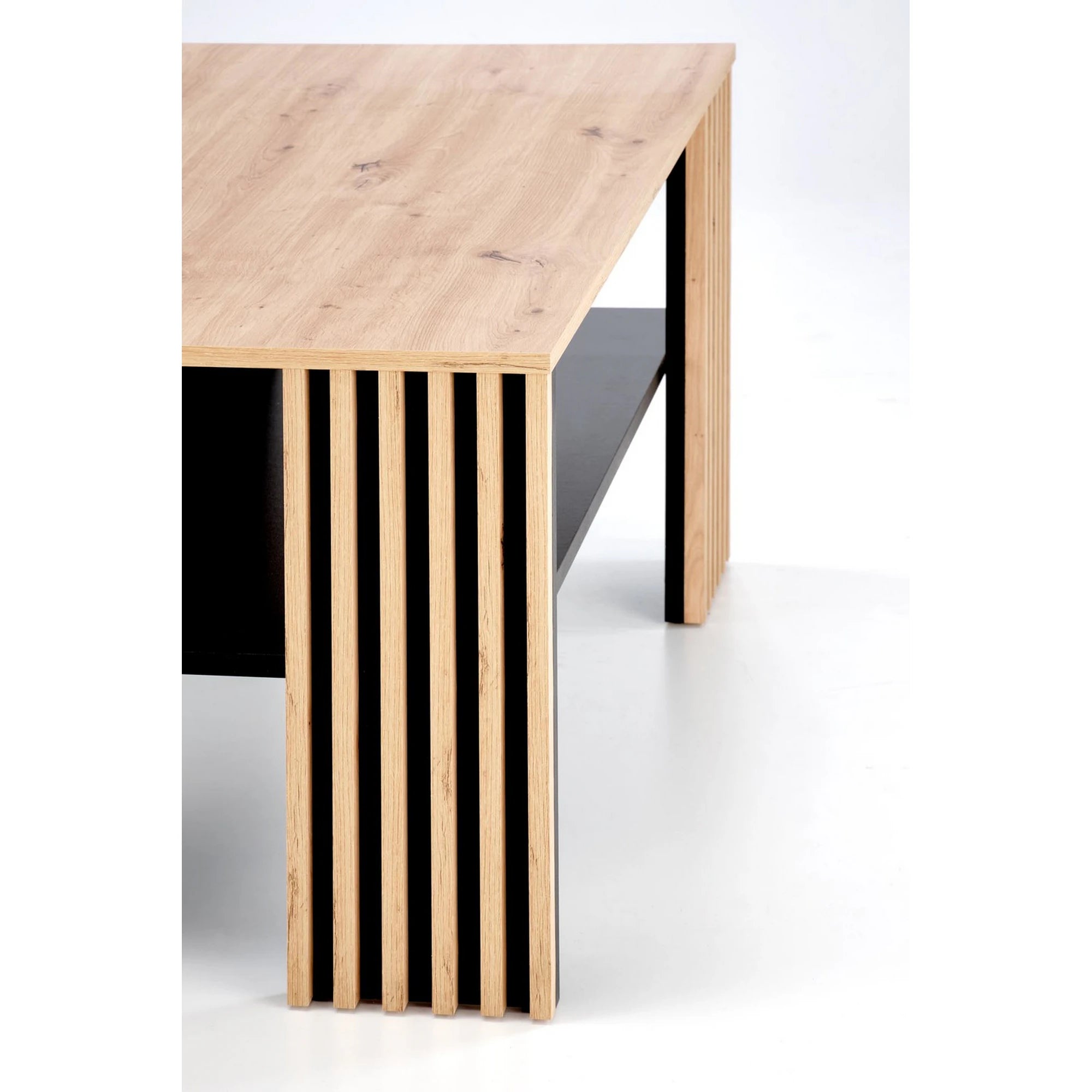 Masuta cafea FEMINA, stejar/negru, PAL laminat, 110x65x52 cm