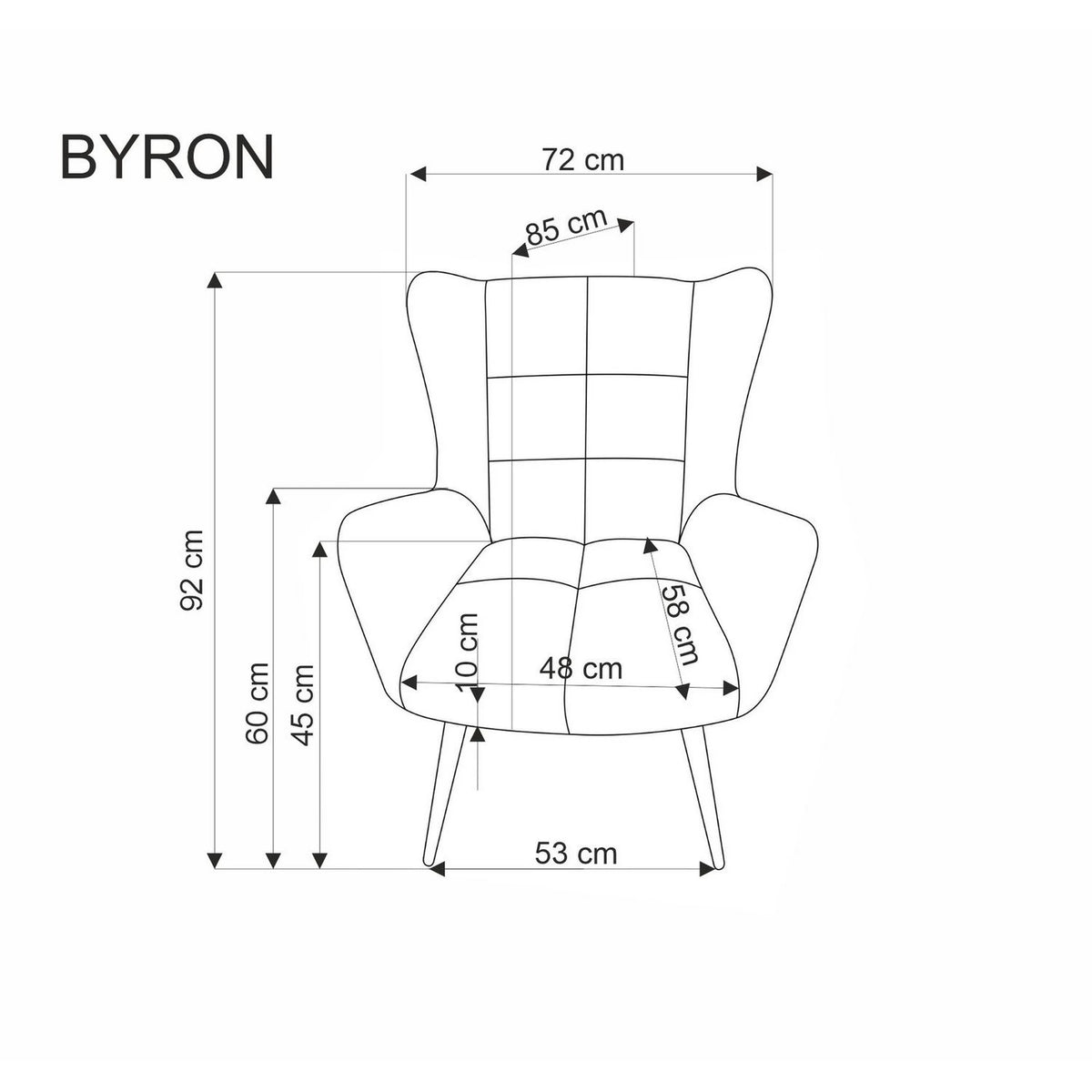 Fotoliu BYRON, stofa clasica verde olive - Vardo 74, 75x85x92 cm