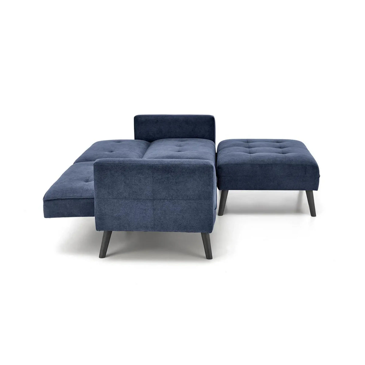 Canapea extensibila CORNELIUS, albastru/negru, stofa clasica/lemn, 200x153/167x80 cm