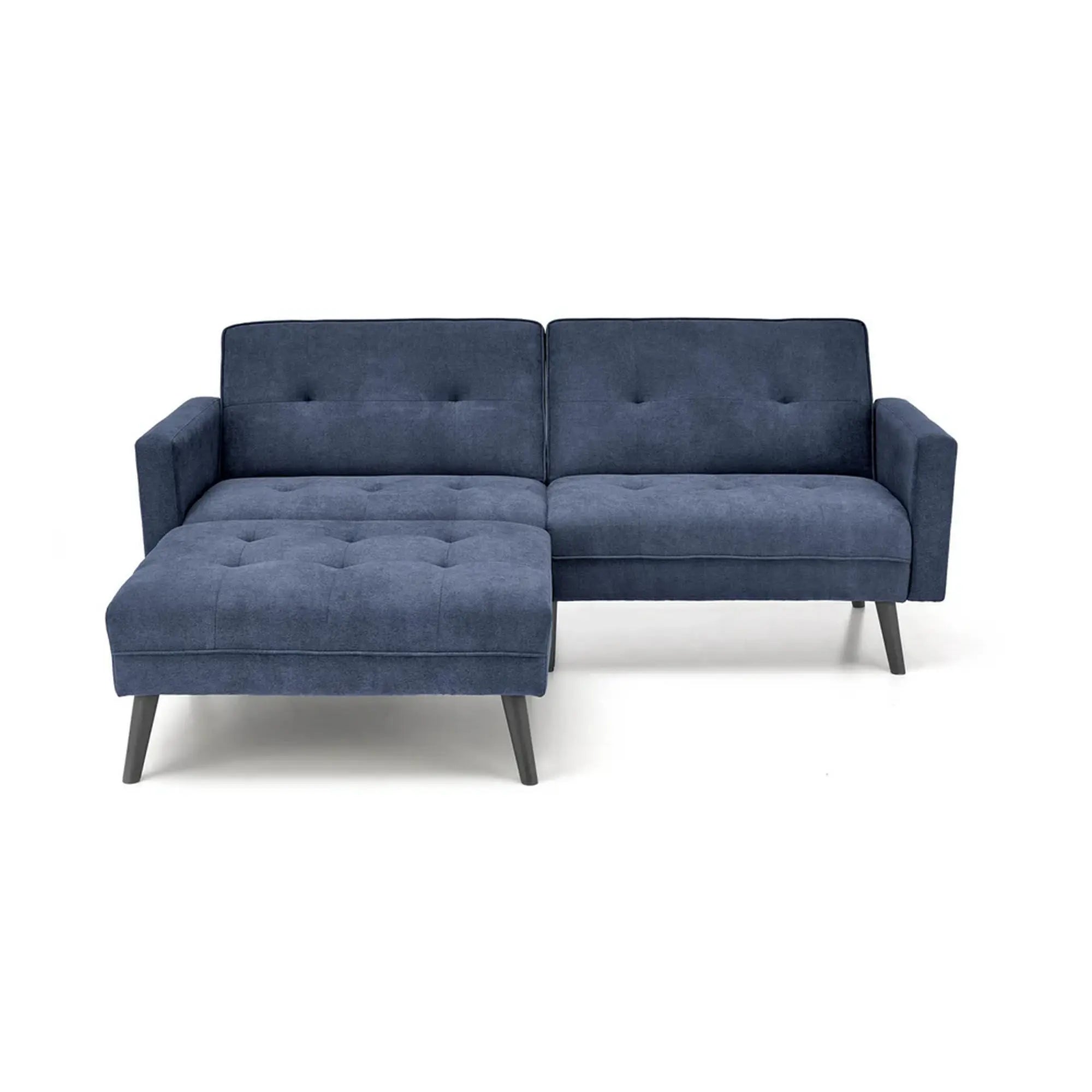 Canapea extensibila CORNELIUS, albastru/negru, stofa clasica/lemn, 200x153/167x80 cm