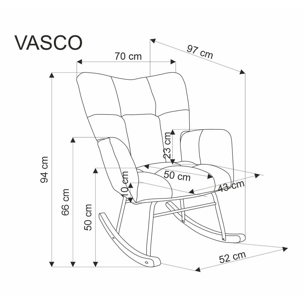 Fotoliu balansoar VASCO, stofa clasica bej - Nea 25, 70x97x94 cm