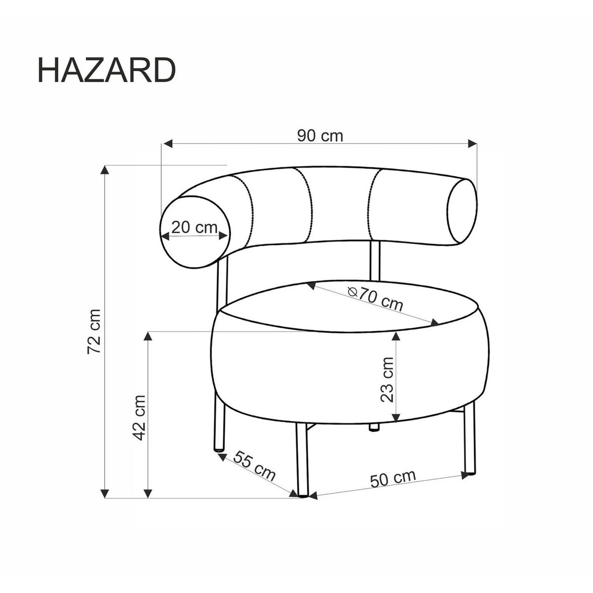 Fotoliu HAZARD, stofa clasica scortisoara - Haga 44, 90x82x72 cm