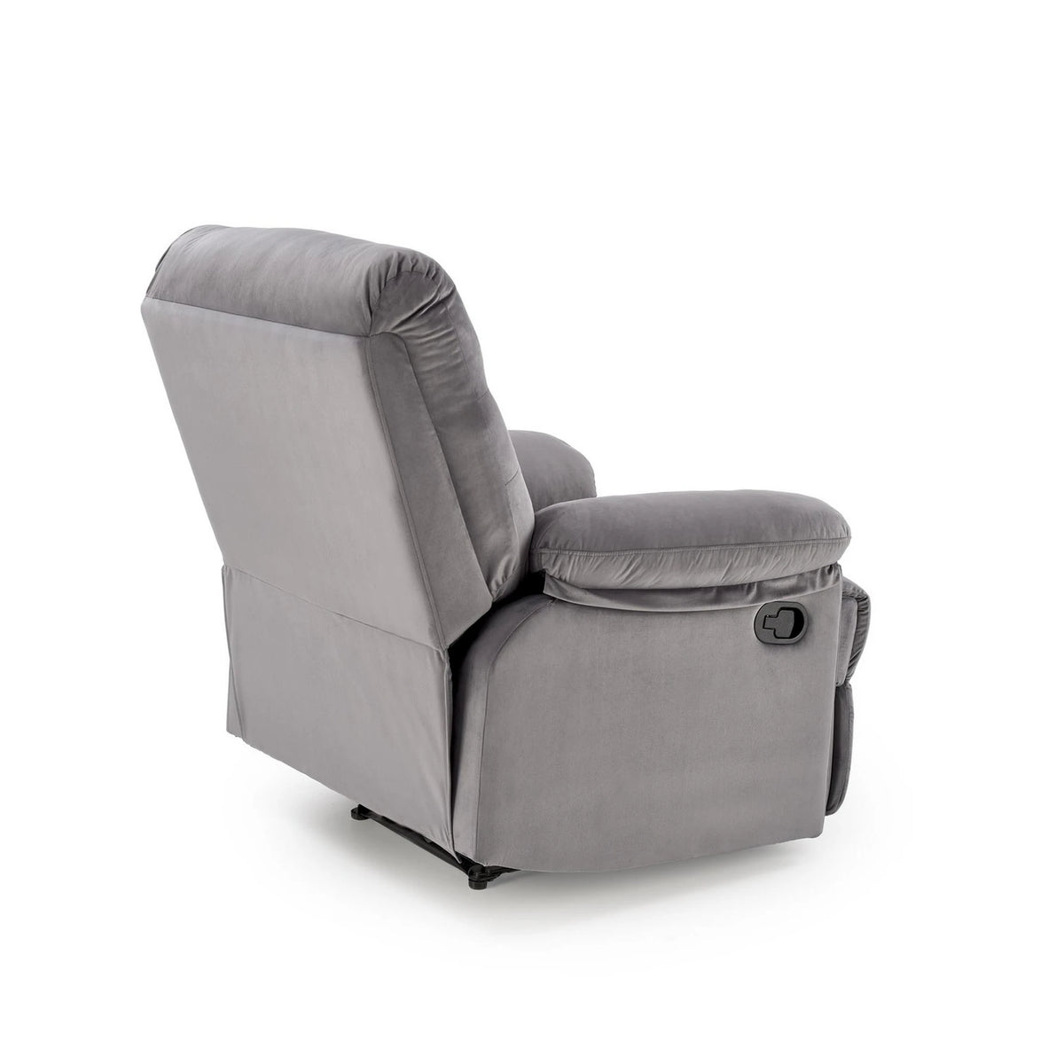 Fotoliu rabatabil DRAGER, gri/negru, stofa catifelata/metal, 88x90/160x105 cm