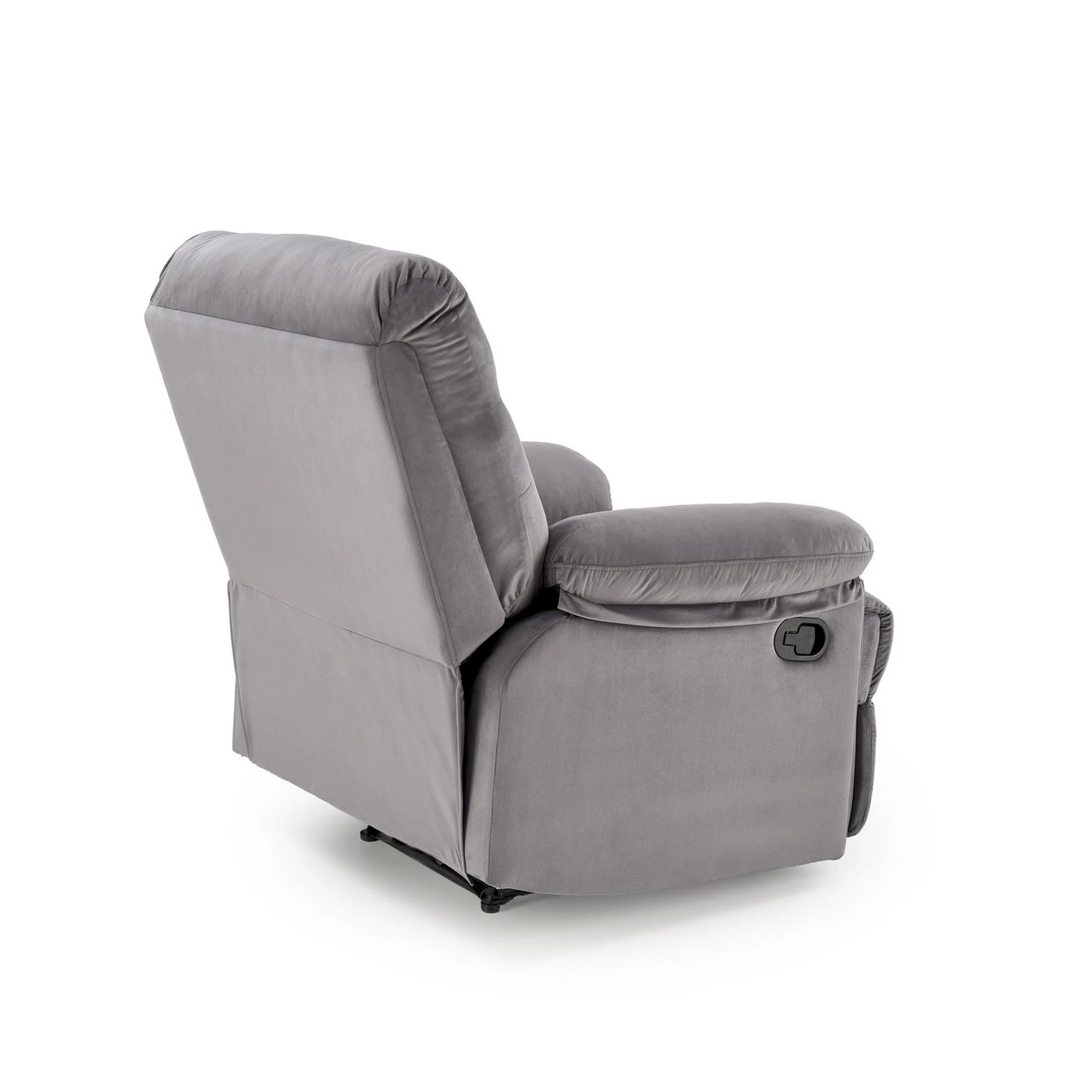 Fotoliu rabatabil DRAGER, gri/negru, stofa catifelata/metal, 88x90/160x105 cm