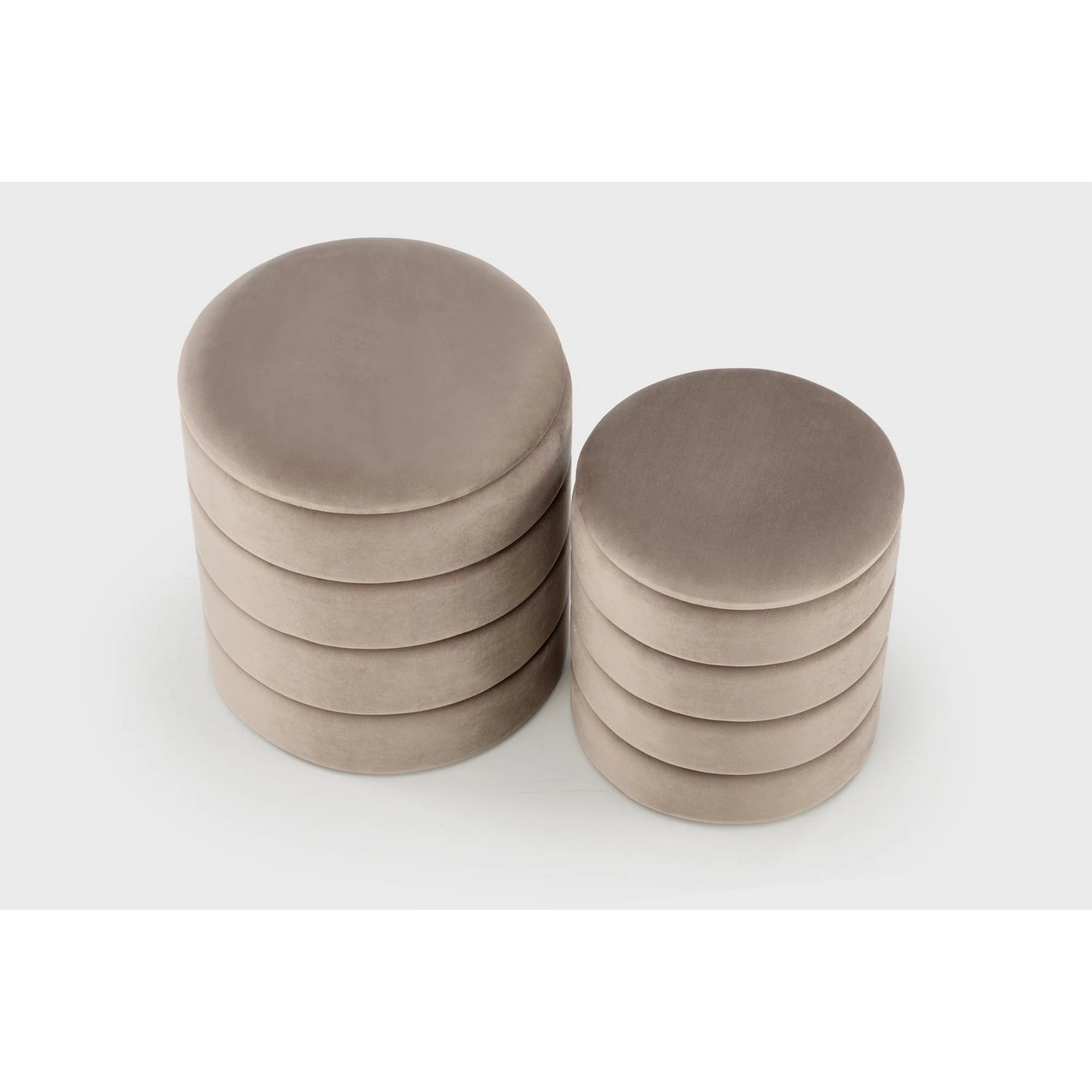 Set 2 taburete PACHO, stofa catifelata bej, cu spatiu depozitare