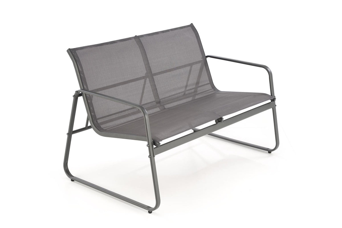 Set gradina CONOR, gri, plasa/sticla/metal, cu masuta, 2 scaune si canapea