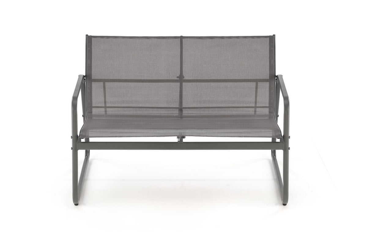Set gradina CONOR, gri, plasa/sticla/metal, cu masuta, 2 scaune si canapea