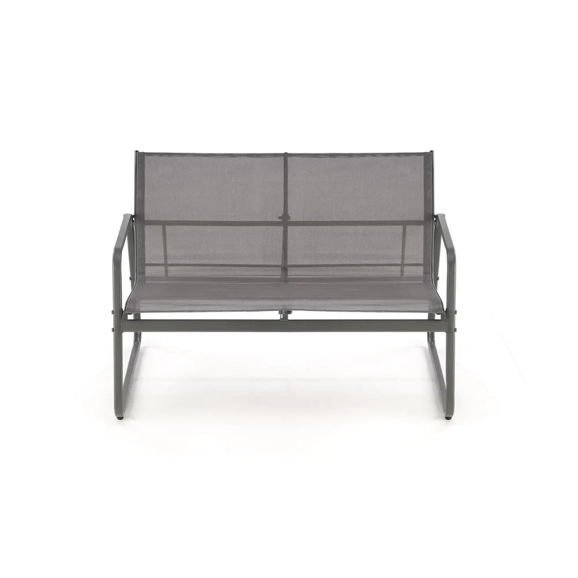 Set gradina CONOR, gri, plasa/sticla/metal, cu masuta, 2 scaune si canapea