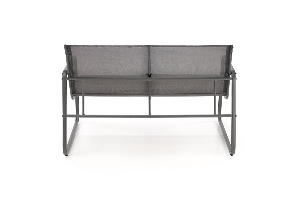 Set gradina CONOR, gri, plasa/sticla/metal, cu masuta, 2 scaune si canapea