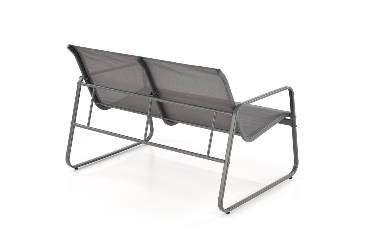 Set gradina CONOR, gri, plasa/sticla/metal, cu masuta, 2 scaune si canapea