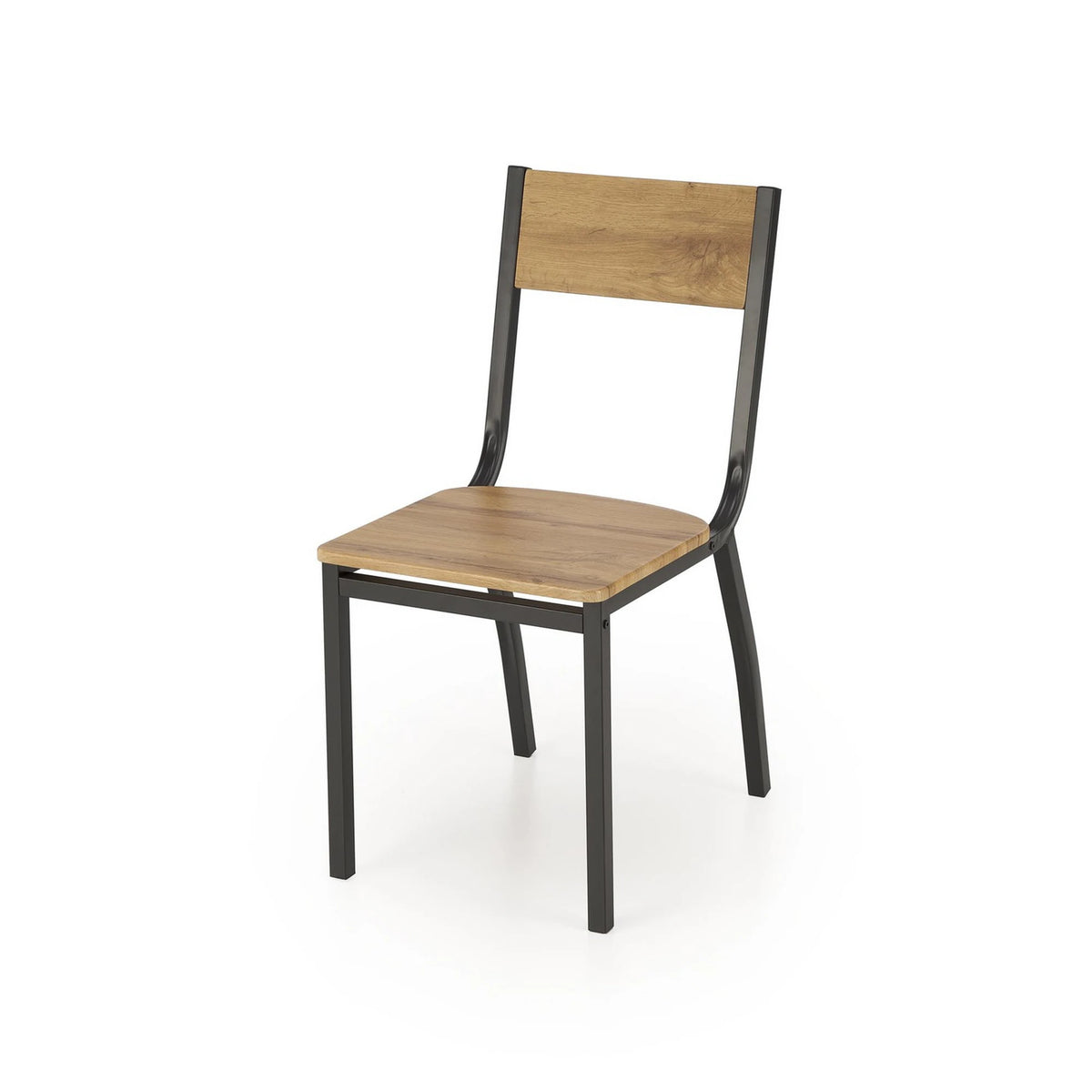 Set masa cu 4 scaune MILTON, stejar/negru, PAL/metal