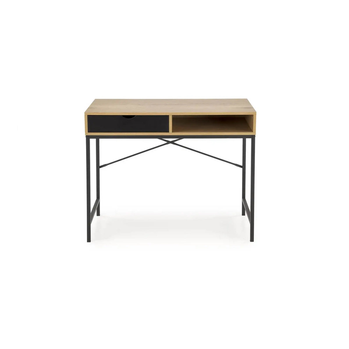 Birou B50, stejar/negru, PAL/metal, 95x48x76 cm