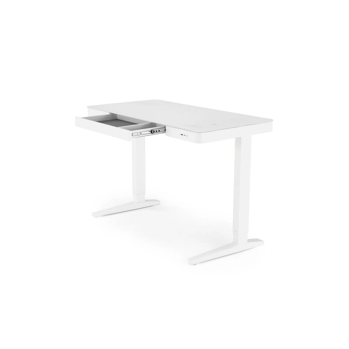 Birou B52, alb, sticla/metal, 120x60x77/120 cm