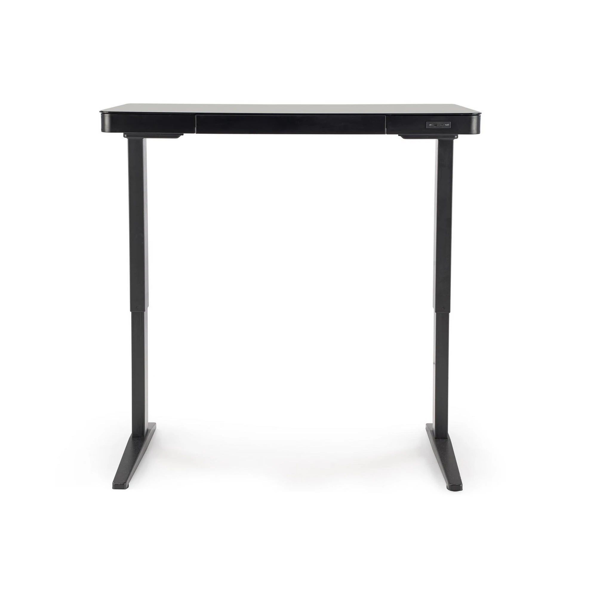 Birou B52, negru, sticla/metal, 120x60x77/120 cm
