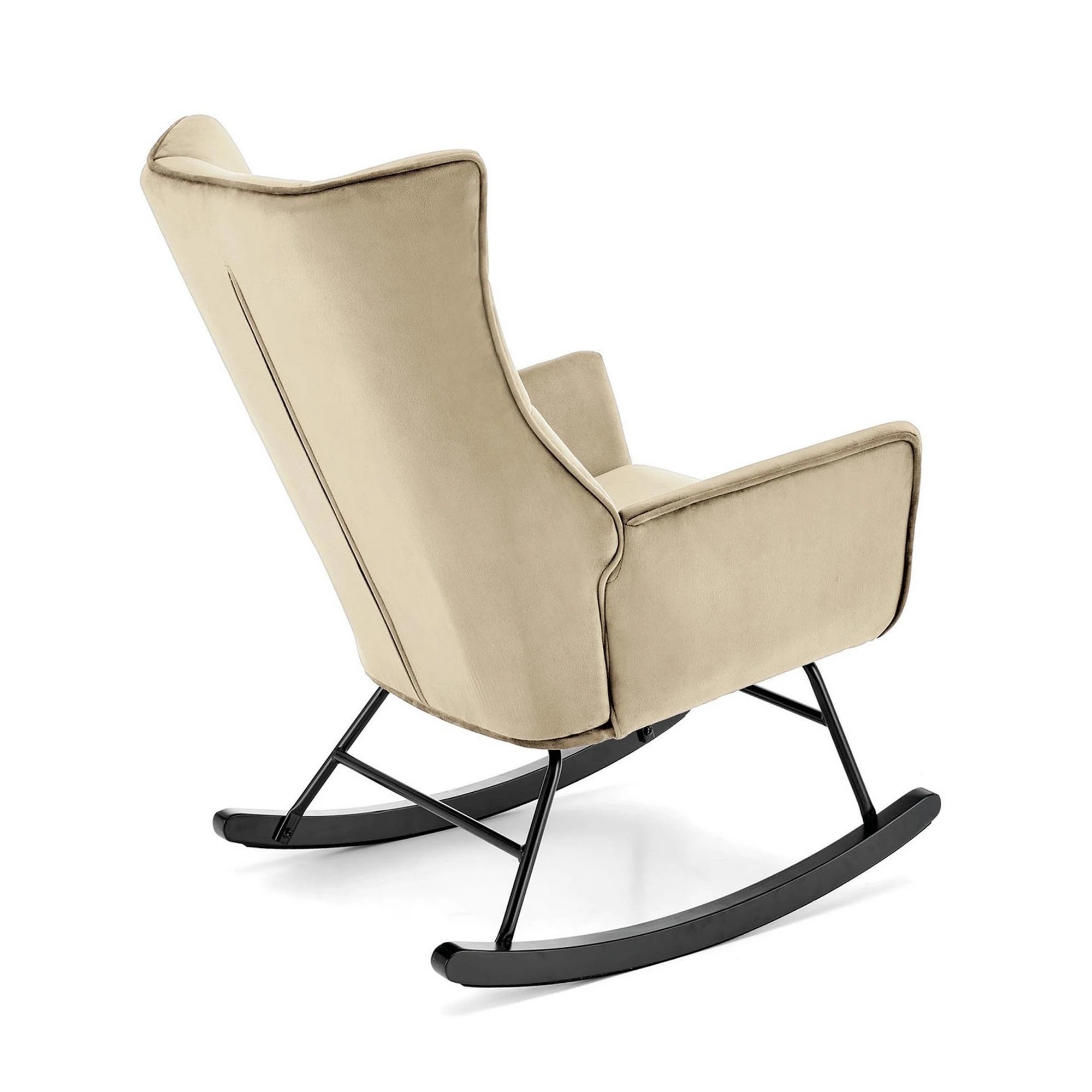 Scaun balansoar tapitat BAZALTO, bej/negru, stofa catifelata, 70x90x92 cm