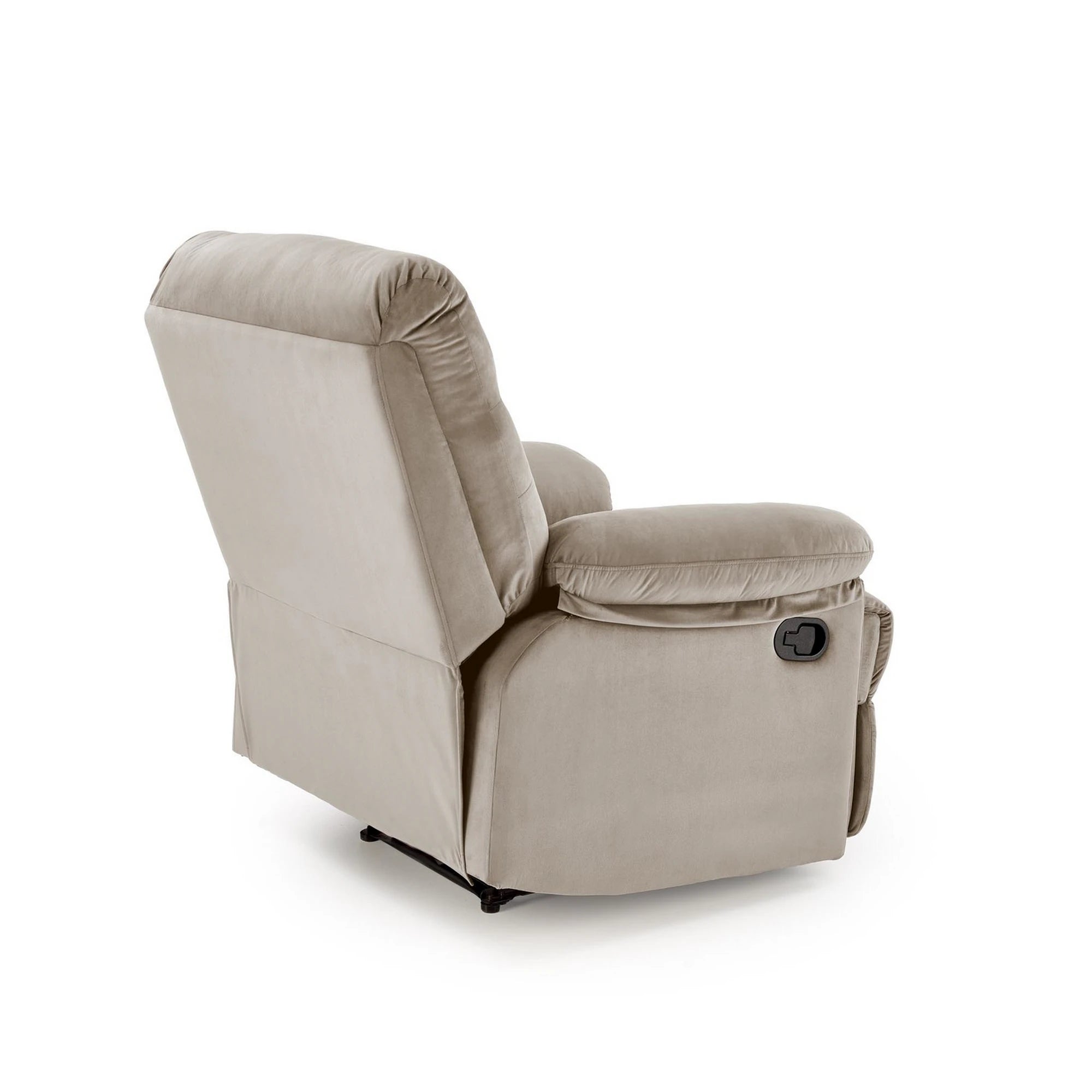 Fotoliu cu recliner DRAGER, bej/negru, stofa catifelata/metal, 88x90/160x105 cm