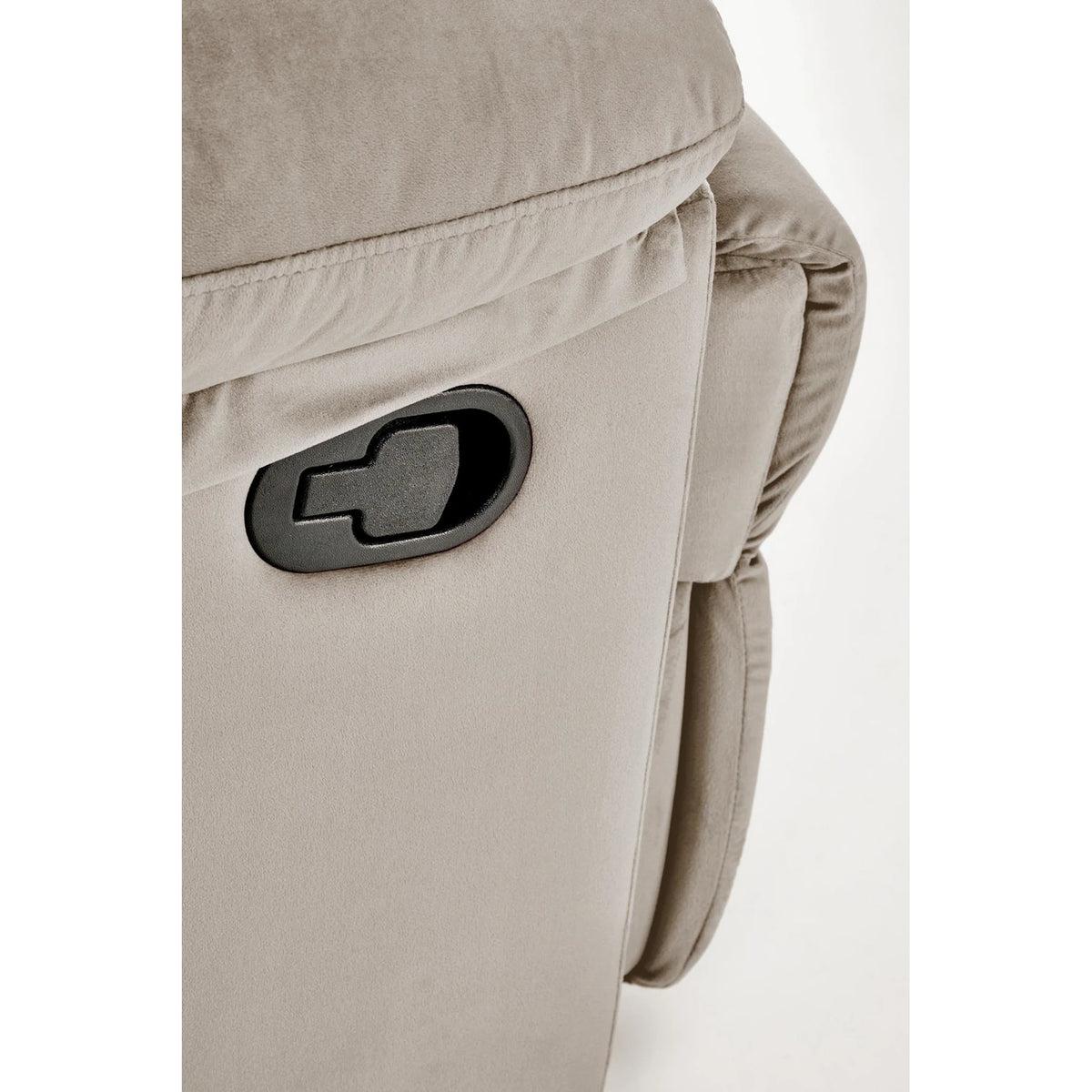 Fotoliu cu recliner DRAGER, bej/negru, stofa catifelata/metal, 88x90/160x105 cm