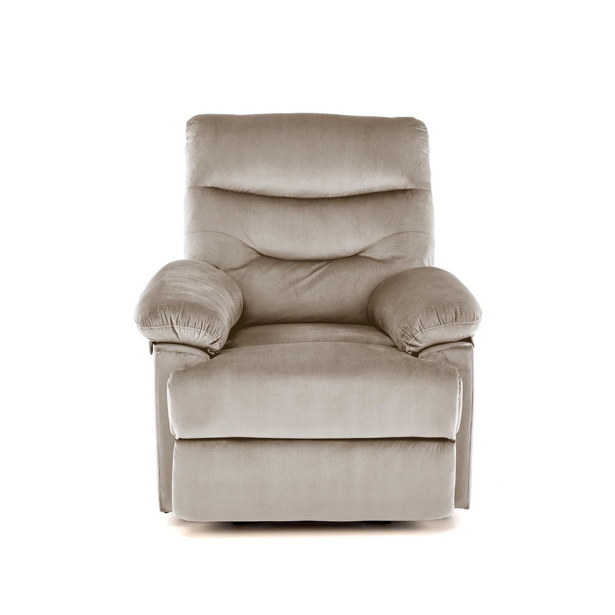 Fotoliu cu recliner DRAGER, bej/negru, stofa catifelata/metal, 88x90/160x105 cm