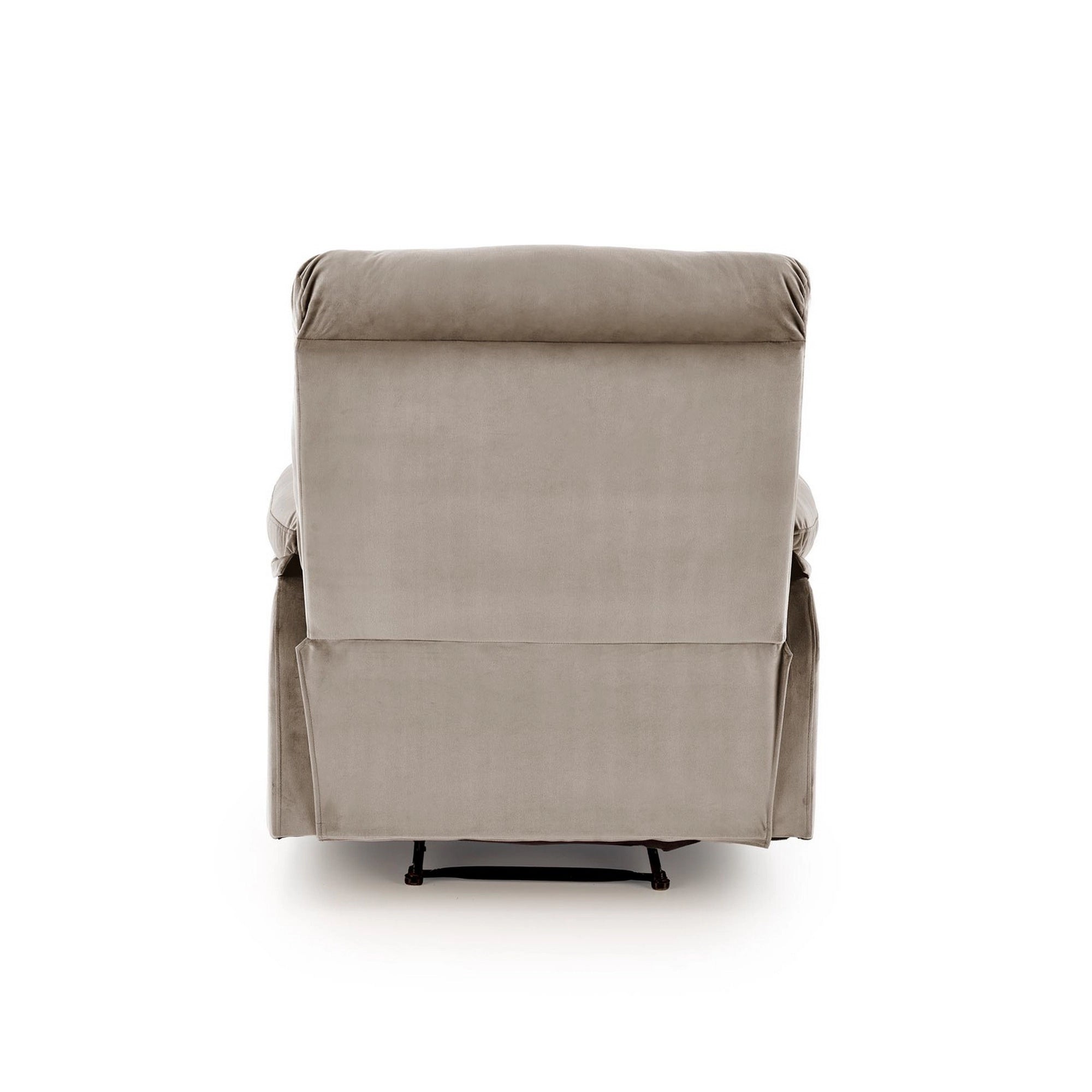 Fotoliu cu recliner DRAGER, bej/negru, stofa catifelata/metal, 88x90/160x105 cm