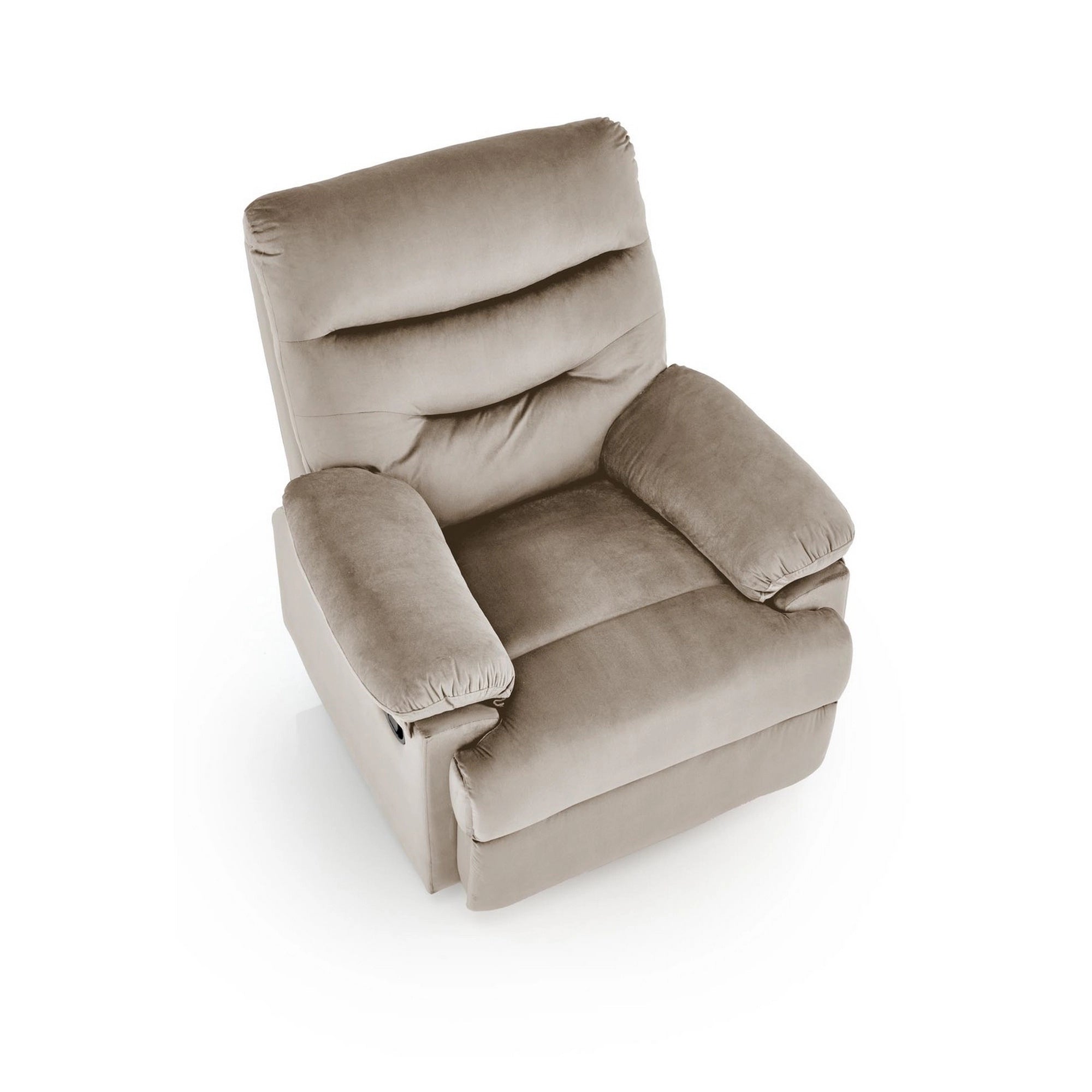 Fotoliu cu recliner DRAGER, bej/negru, stofa catifelata/metal, 88x90/160x105 cm