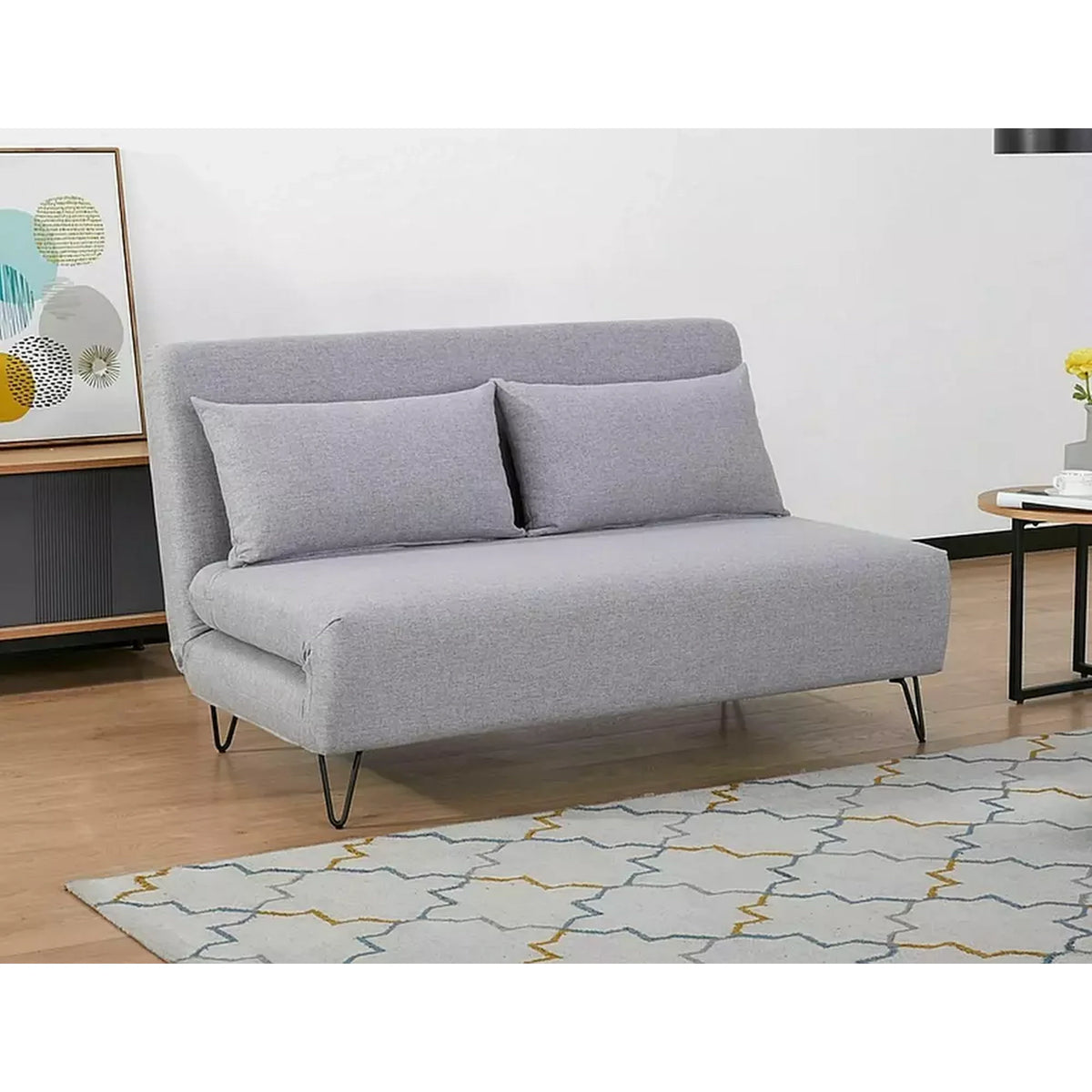 Canapea extensibila ZENIA, gri, stofa/metal, 141x90/191x81 cm