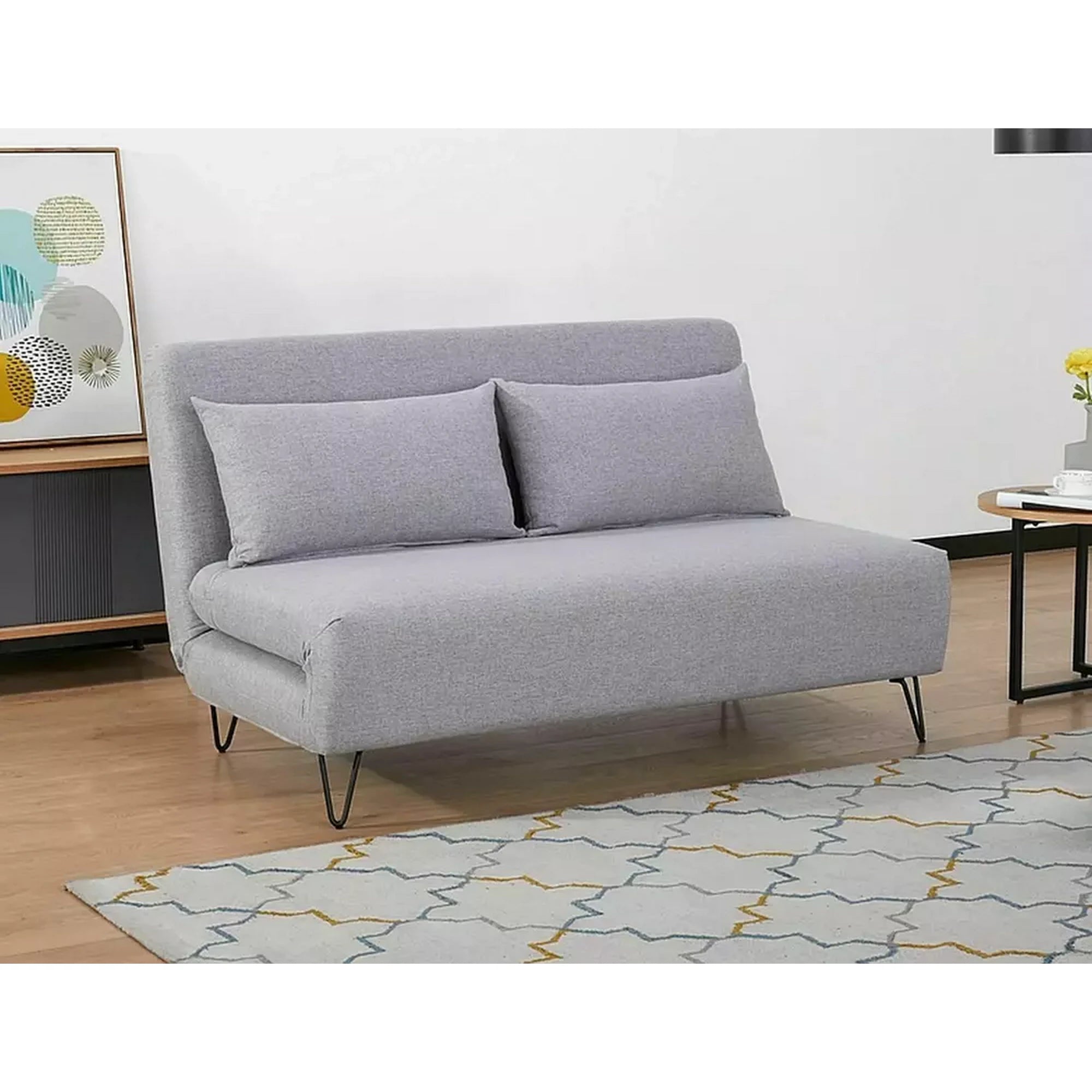 Canapea extensibila ZENIA, gri, stofa/metal, 141x90/191x81 cm