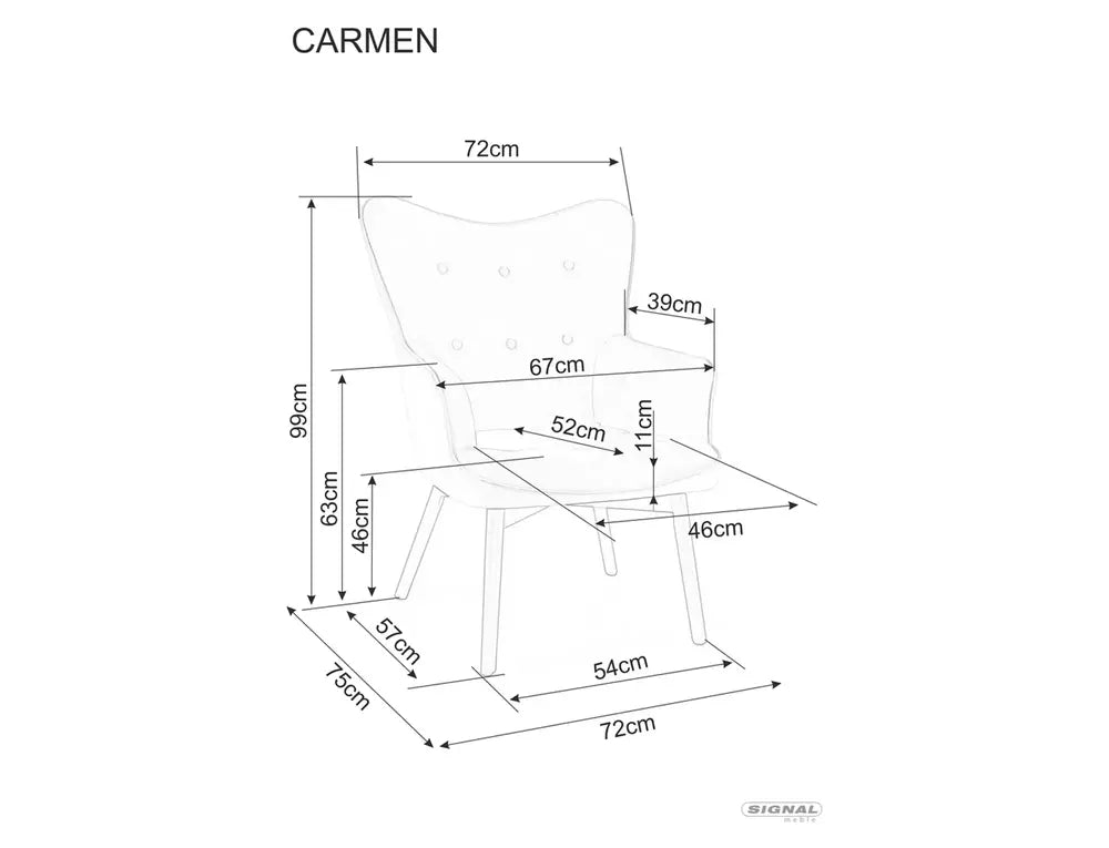 Fotoliu CARMEN, stofa catifelata verde olive - Bluvel 77, 72x75x99 cm