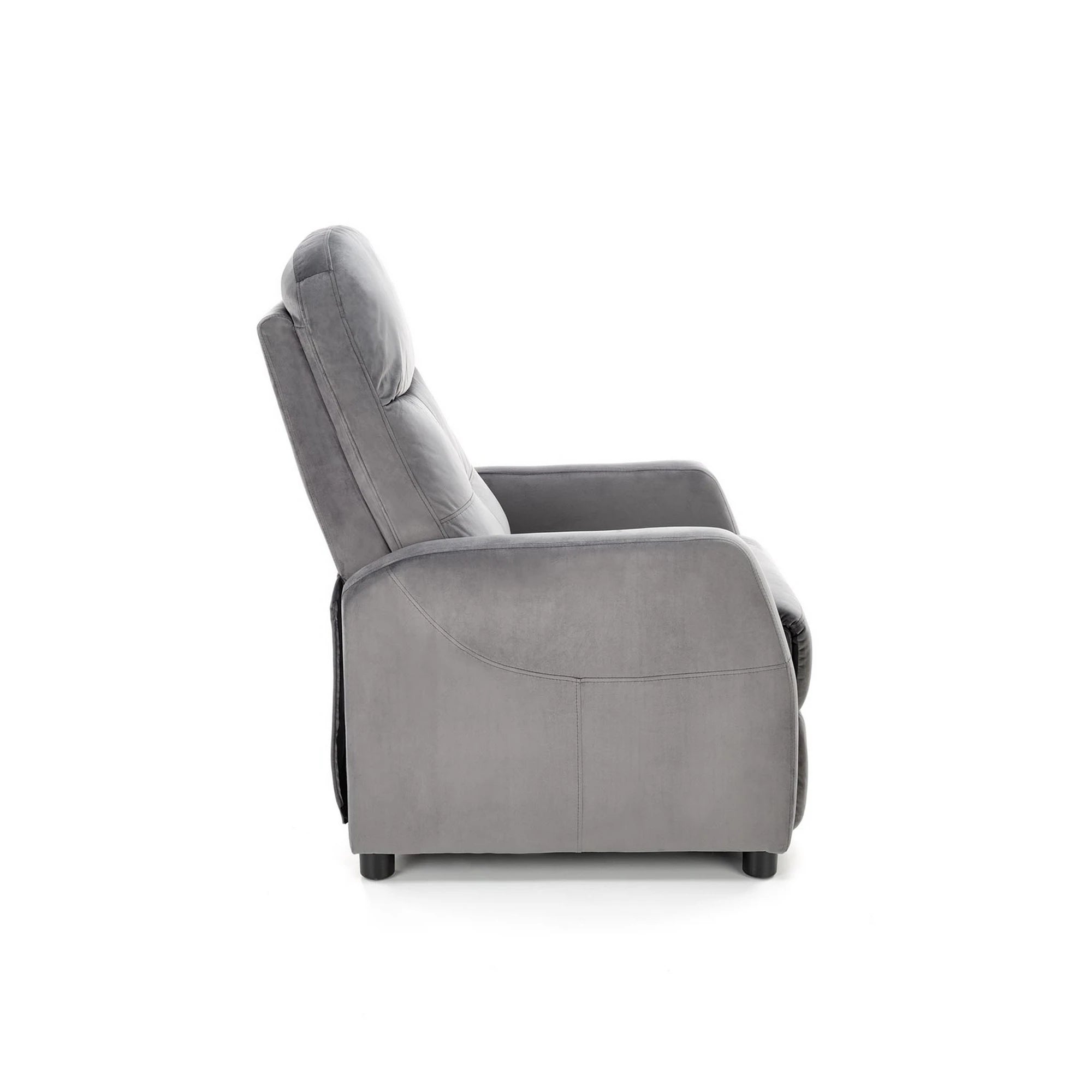 Fotoliu FELIPE 2, stofa catifelata gri - Bluvel 14, 64x84/135x76/103 cm