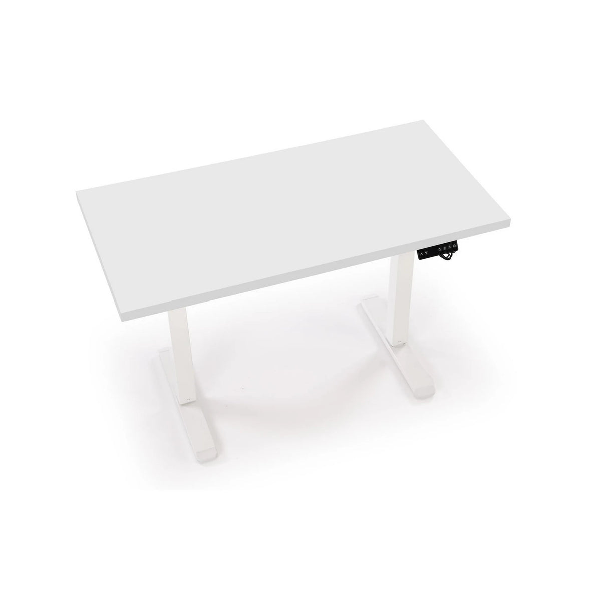 Masa birou B54, alb, PAL laminat/otel, 120x60x75-120 cm