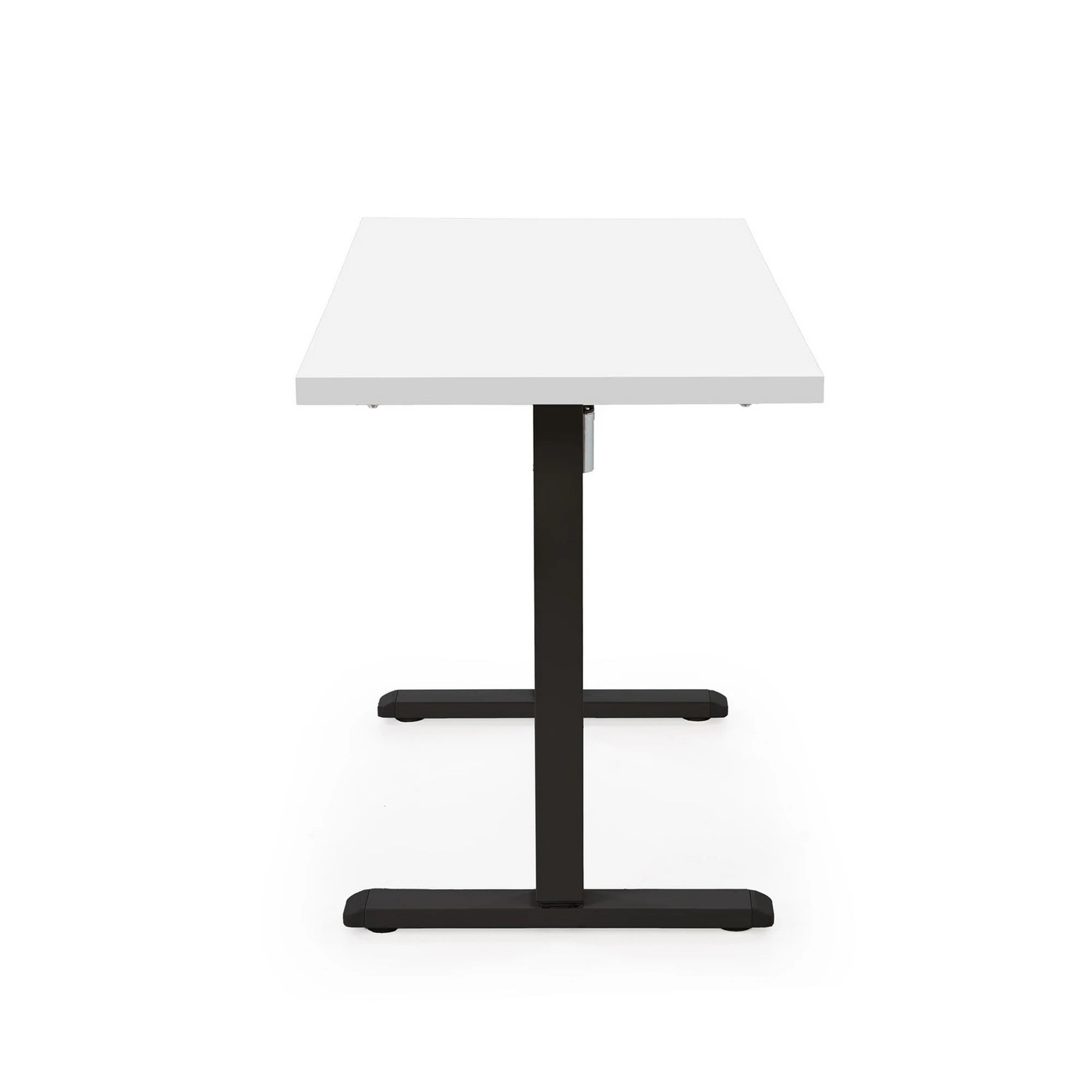 Masa birou B54, alb/negru, PAL laminat/otel, 120x60x75-120 cm