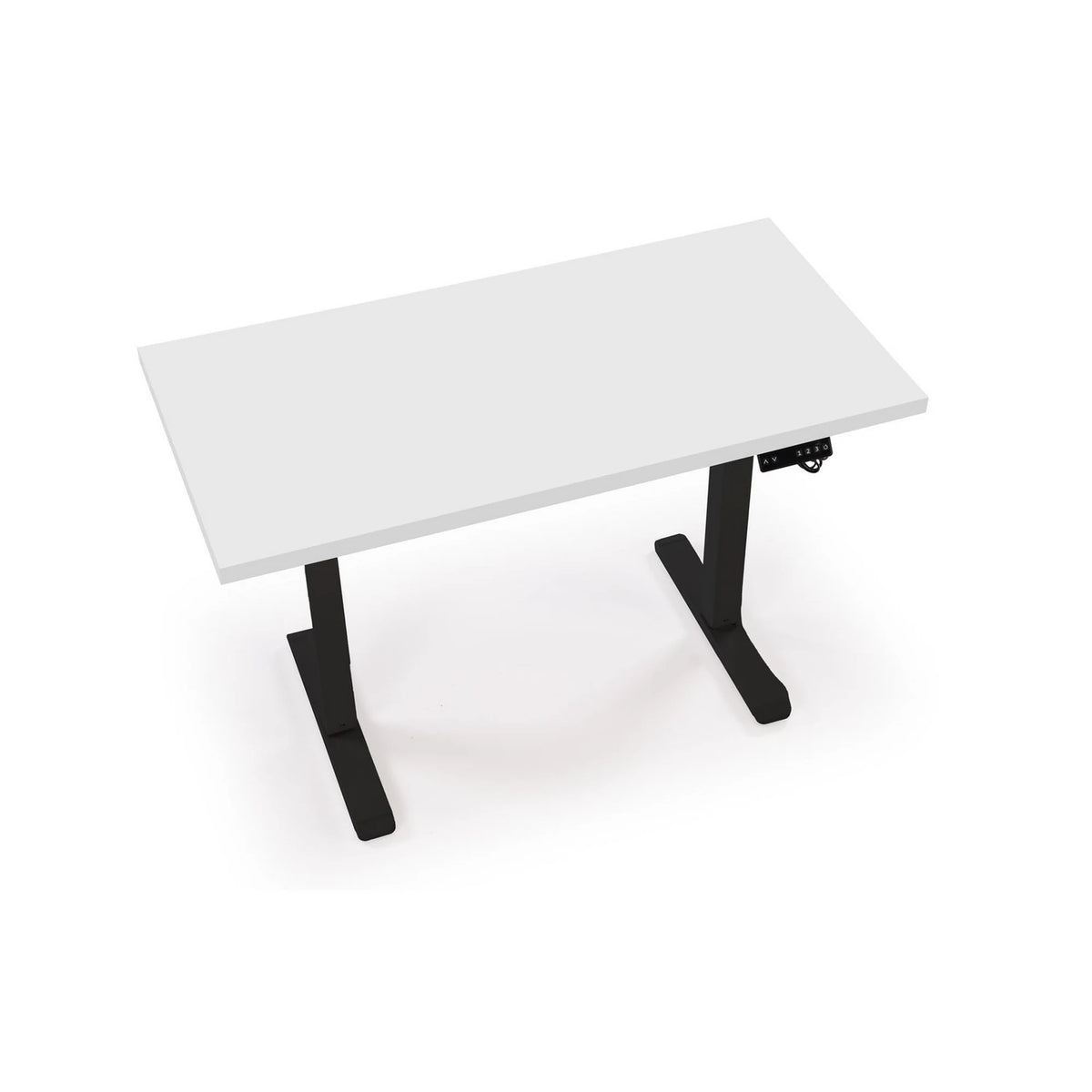 Masa birou B54, alb/negru, PAL laminat/otel, 120x60x75-120 cm