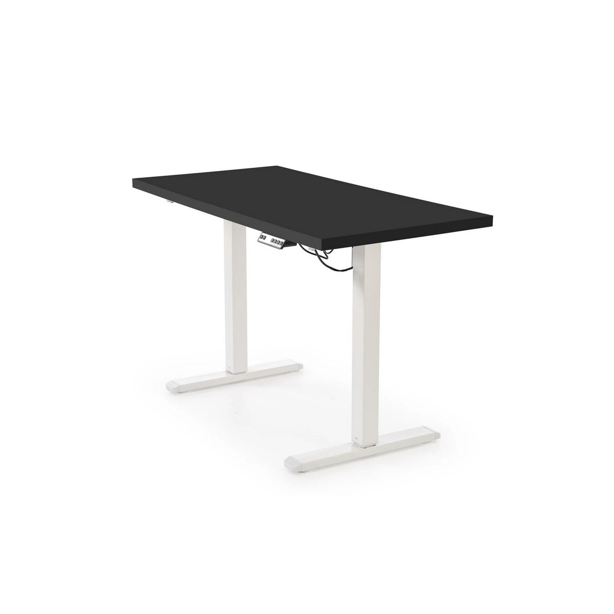Masa birou B54, negru/alb, PAL laminat/otel, 120x60x75-120 cm