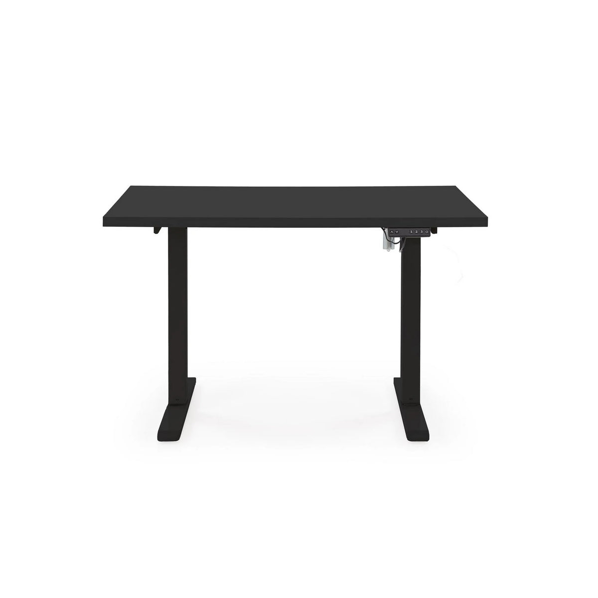 Masa birou B54, negru, PAL laminat/otel, 120x60x75-120 cm