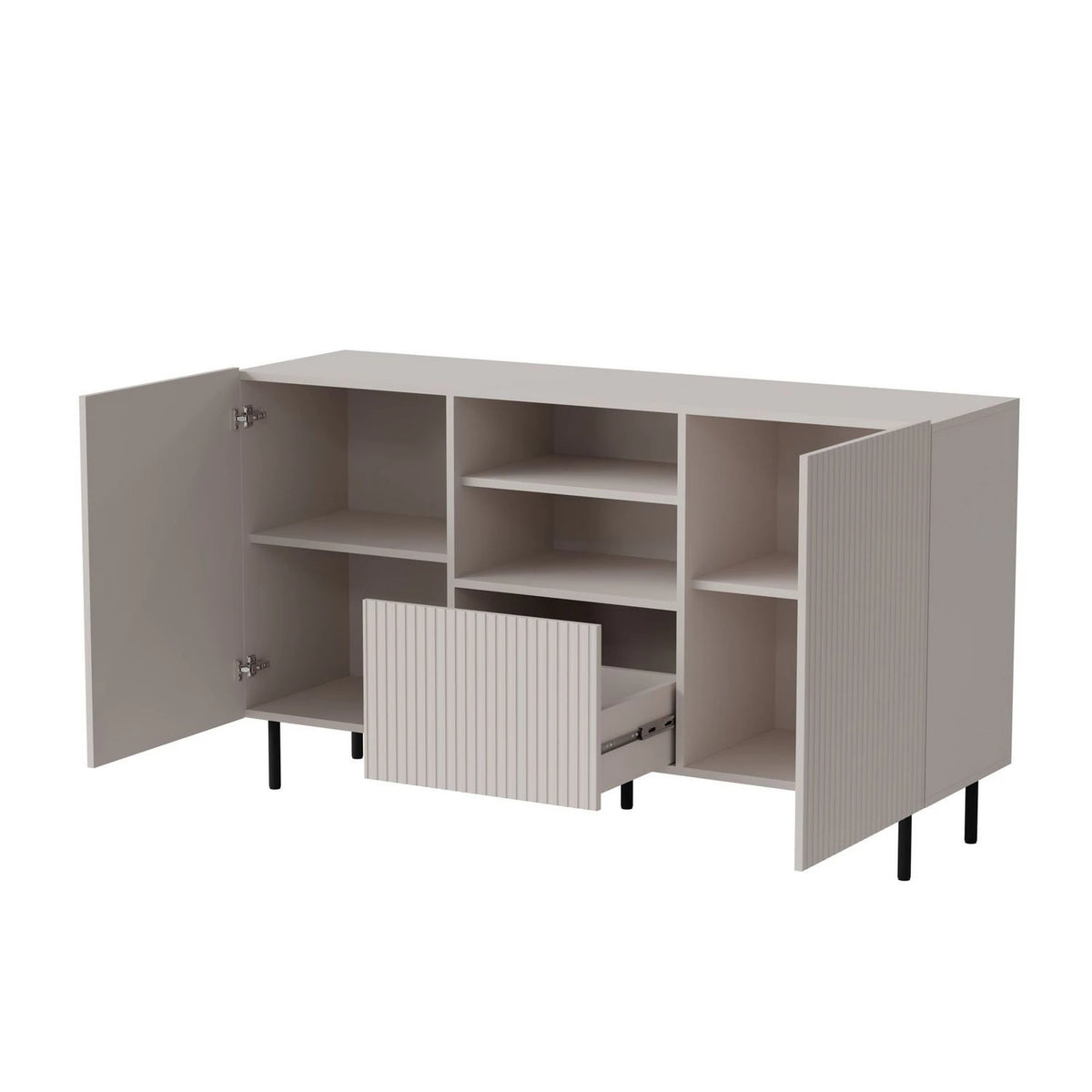 Comoda PAXOS KM-1, casmir/negru, PAL laminat/otel, 150x40x84 cm
