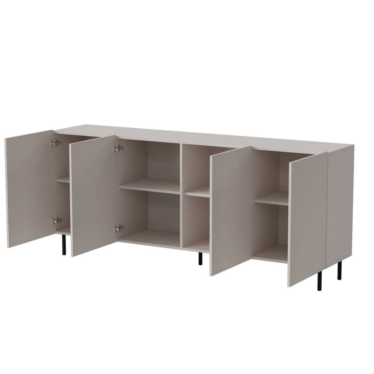 Comoda PAXOS KM-2, casmir/negru, PAL laminat/otel, 180x40x84 cm
