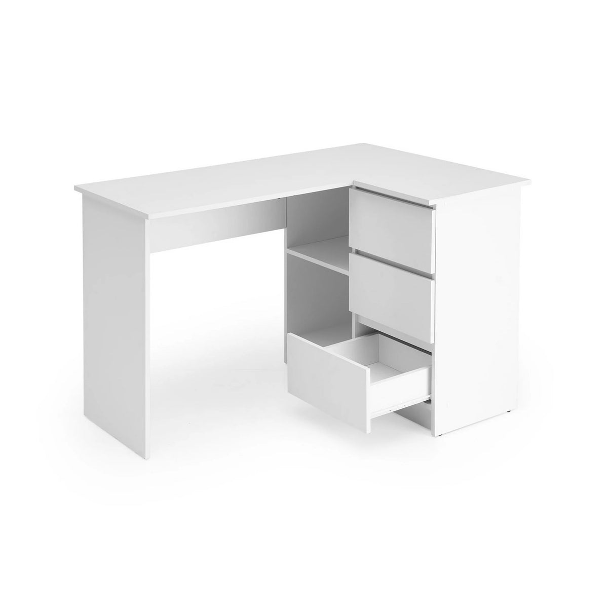 Birou BEGA, alb, PAL laminat, 124x85x76 cm