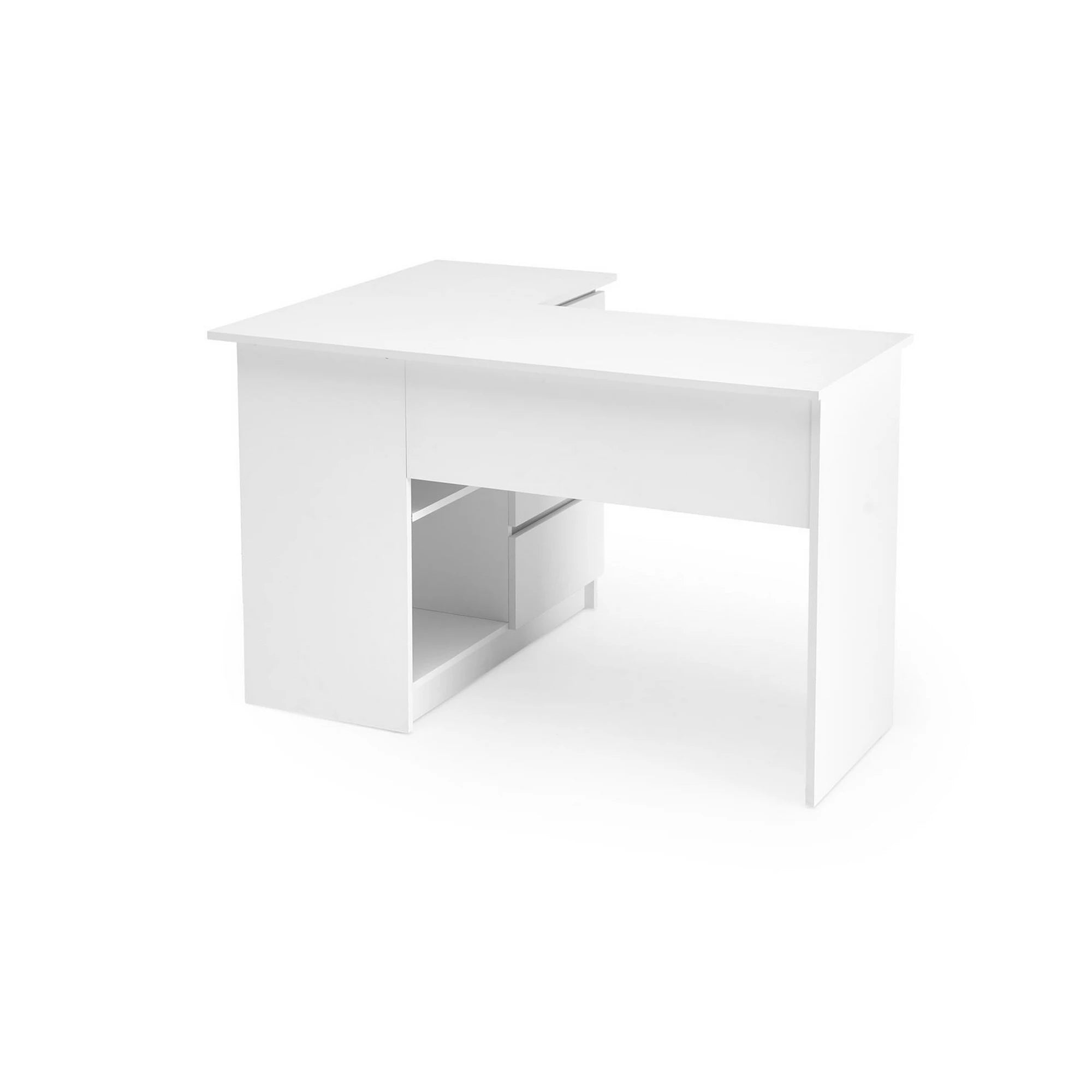 Birou BEGA, alb, PAL laminat, 124x85x76 cm