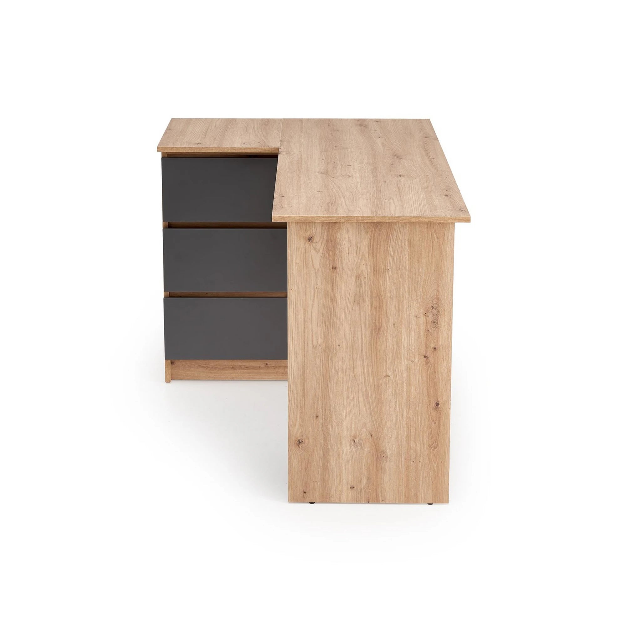 Birou BEGA, stejar artisan/gri grafit, PAL laminat, 124x85x76 cm