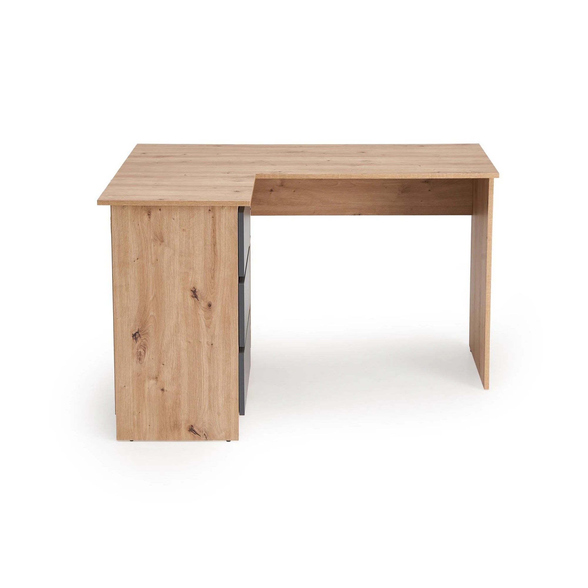 Birou BEGA, stejar artisan/gri grafit, PAL laminat, 124x85x76 cm