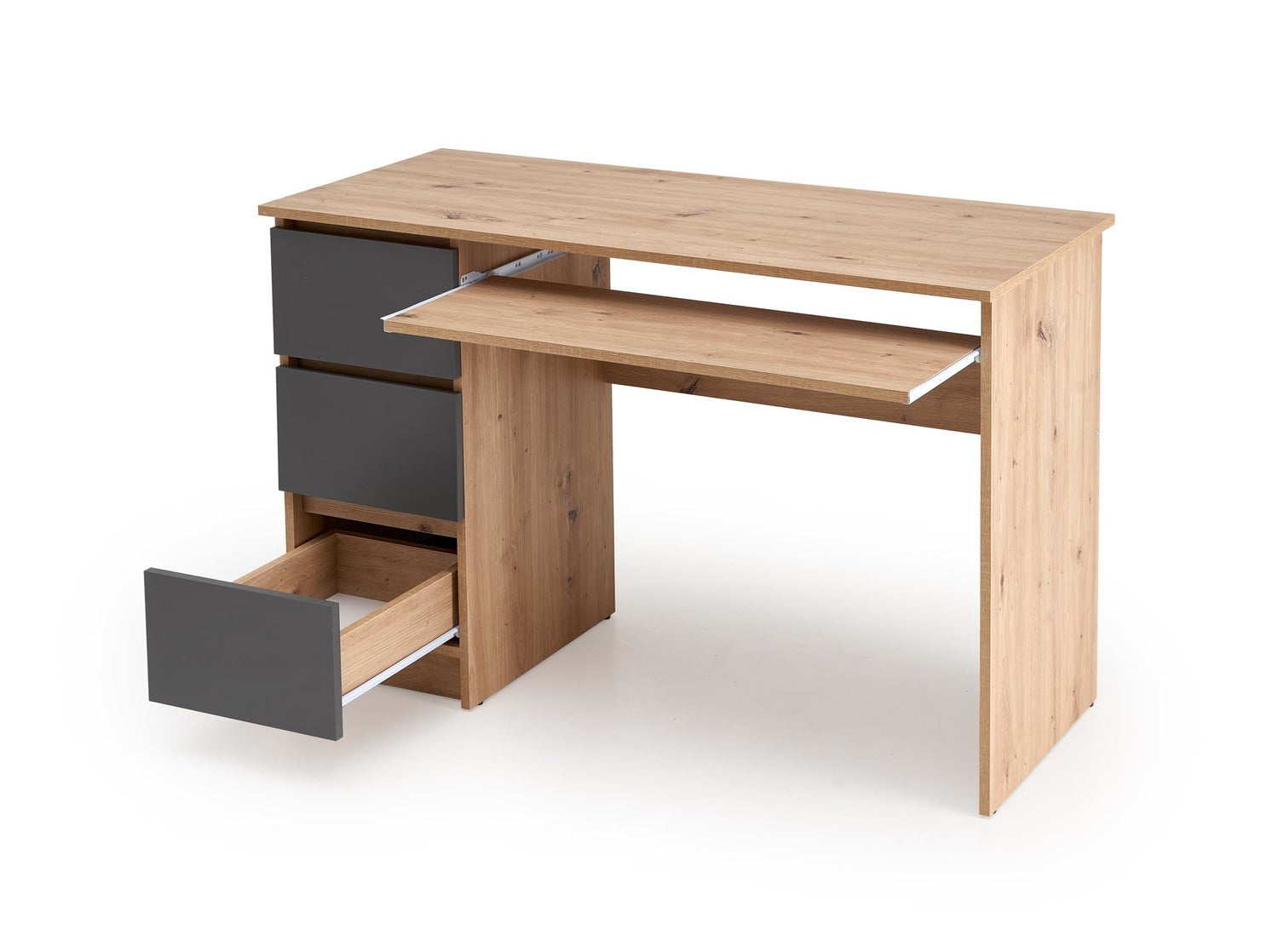 Birou CINO, stejar artisan/gri grafit, PAL laminat, 120x50x77 cm