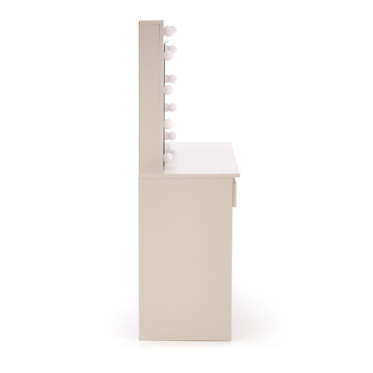 Masa de toaleta HOLLYWOOD 2, casmir, PAL laminat, cu oglinda si iluminare LED, 94x43x140 cm