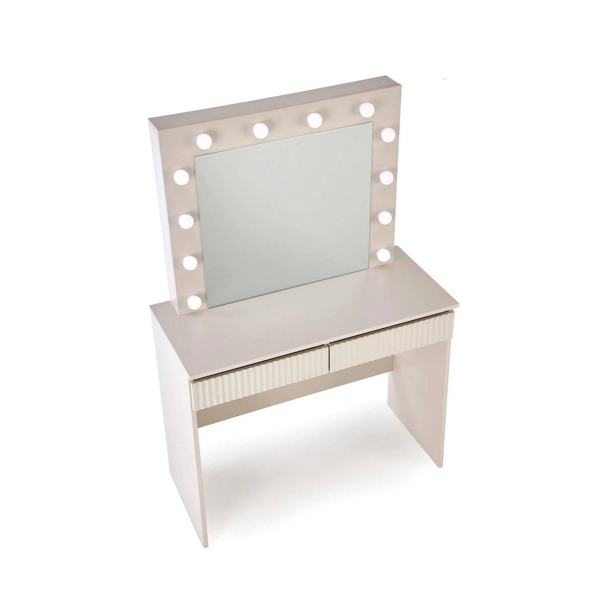 Masa de toaleta HOLLYWOOD 2, casmir, PAL laminat, cu oglinda si iluminare LED, 94x43x140 cm