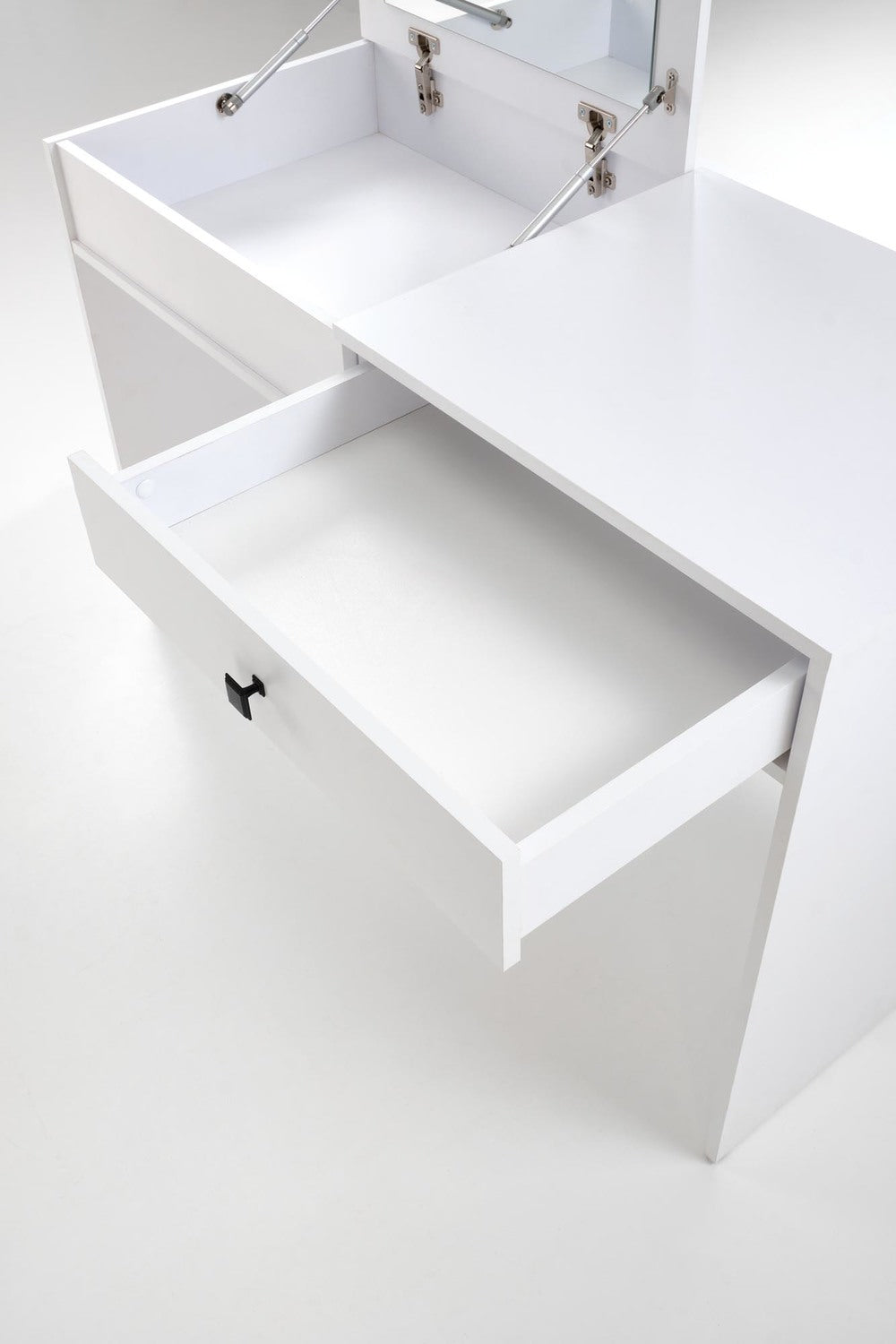 Masa de toaleta MEGAN, alb, PAL laminat, cu oglinda, 120x50x76 cm