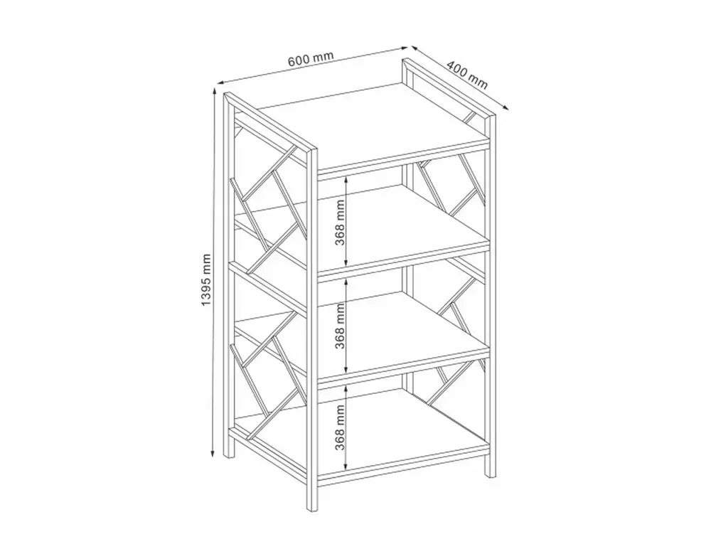 Etajera TABLO R4, stejar/maro inchis, PAL laminat/metal, 60x40x140 cm
